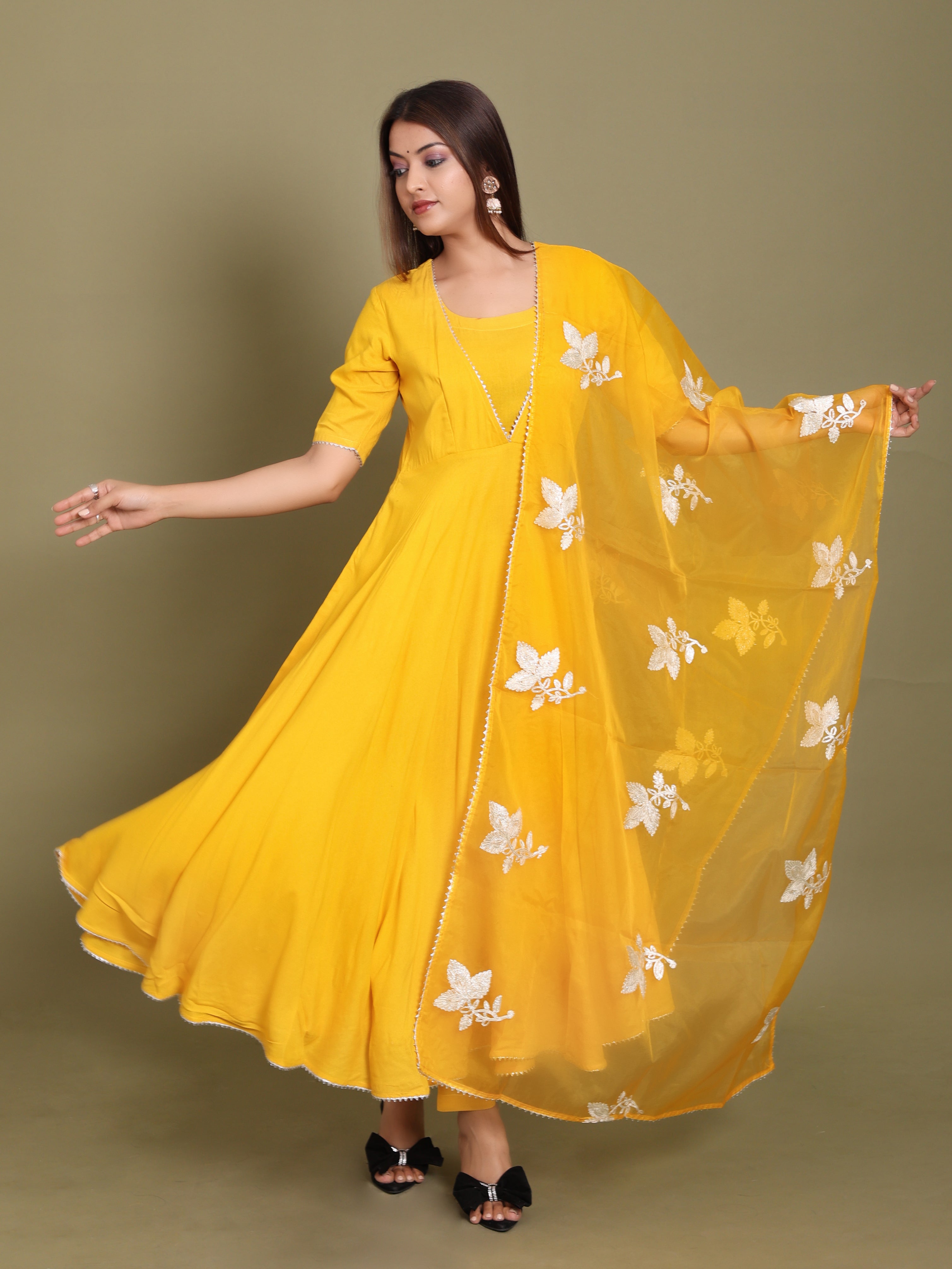 True Yellow Anarkali Suit Set