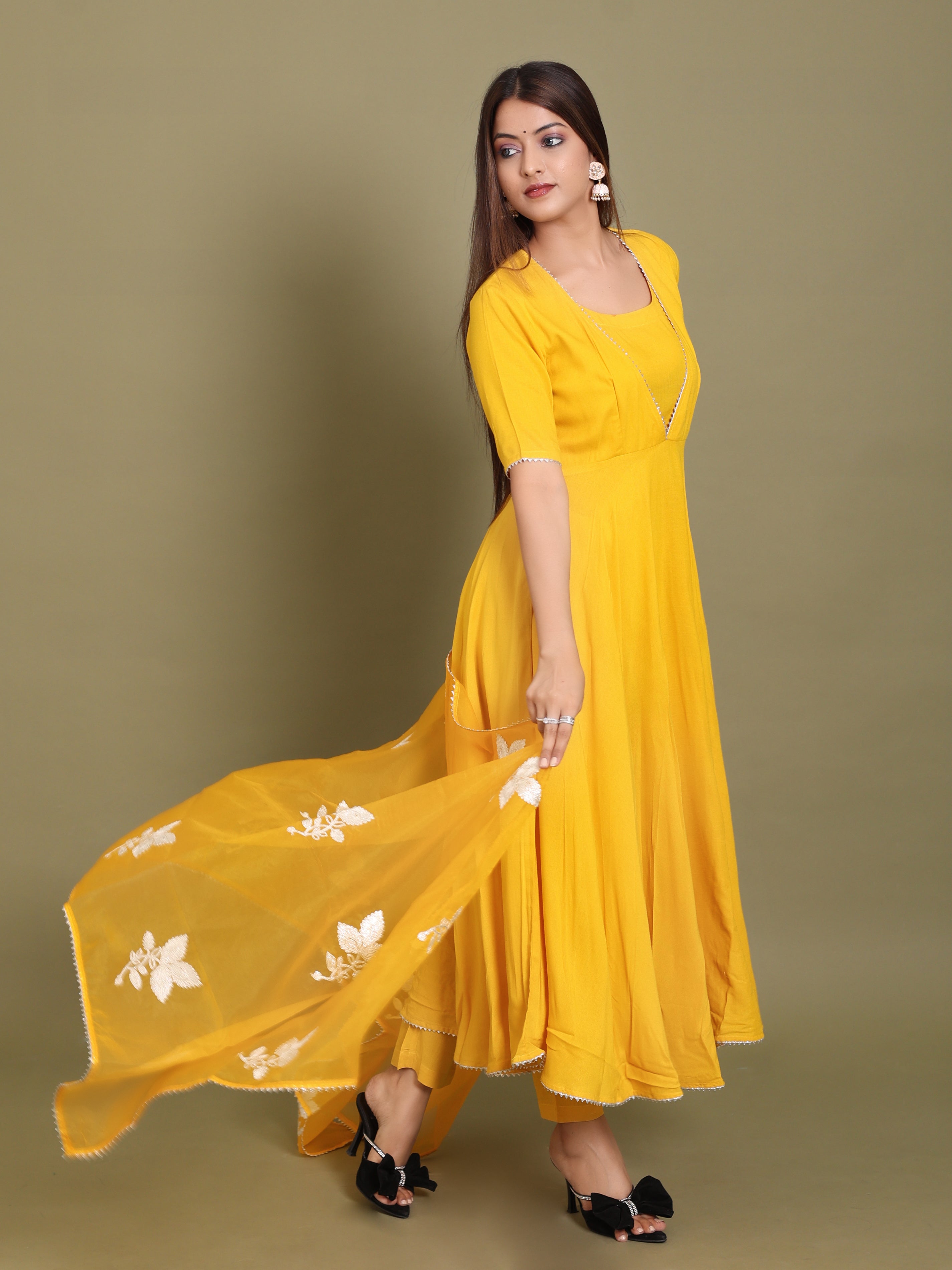 True Yellow Anarkali Suit Set