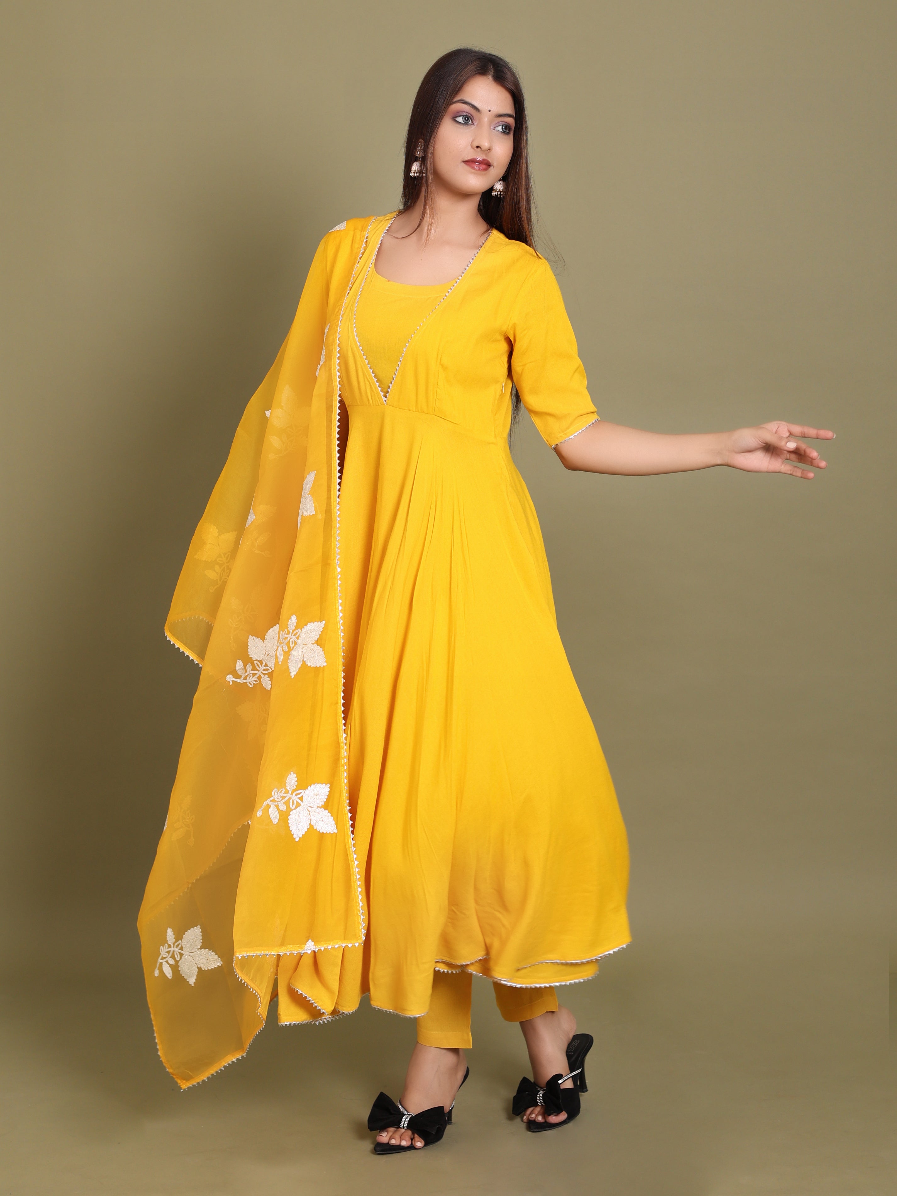 True Yellow Anarkali Suit Set