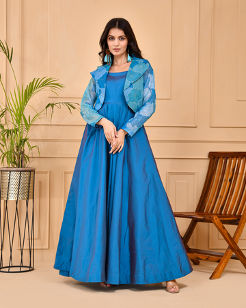 Teal Blue Flare Jacket Dress