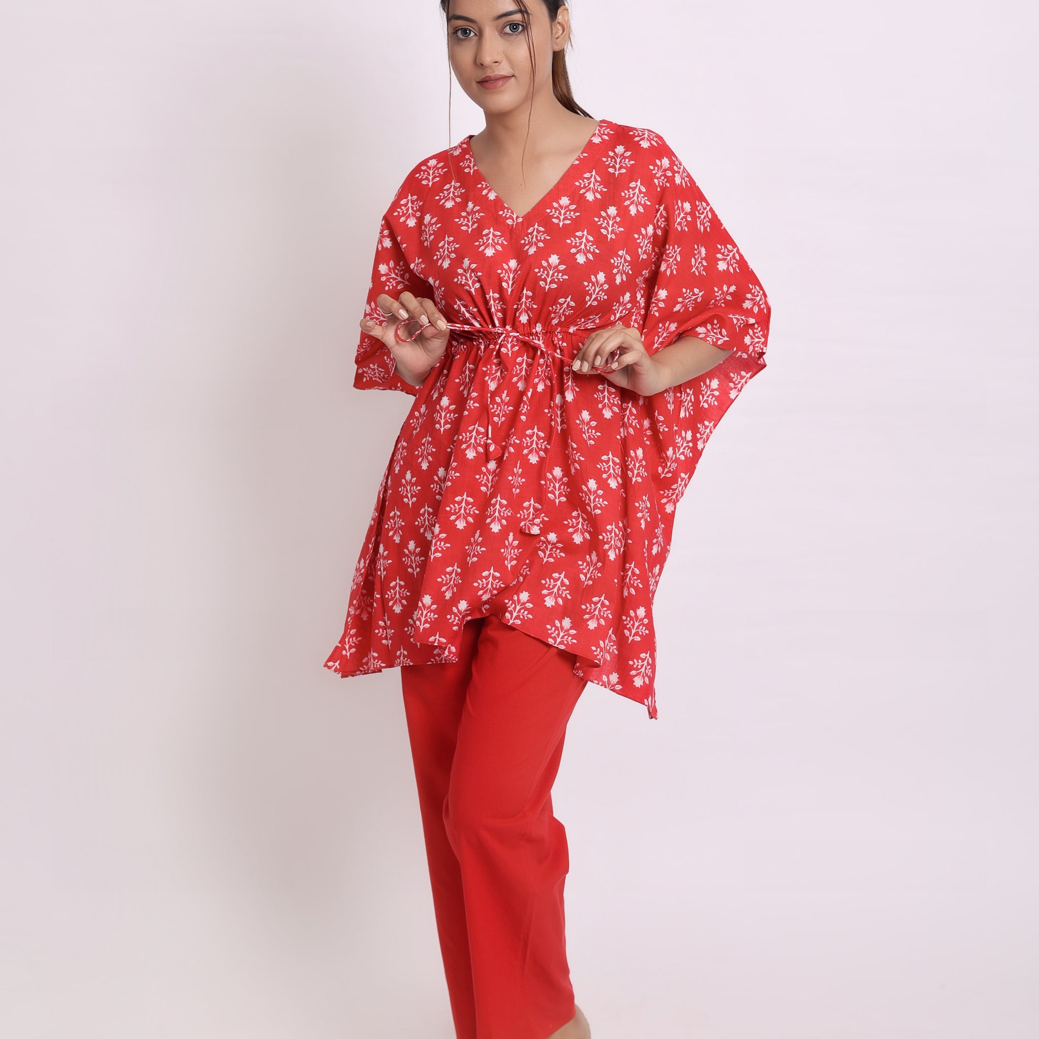 Sangria Red Kaftan Set