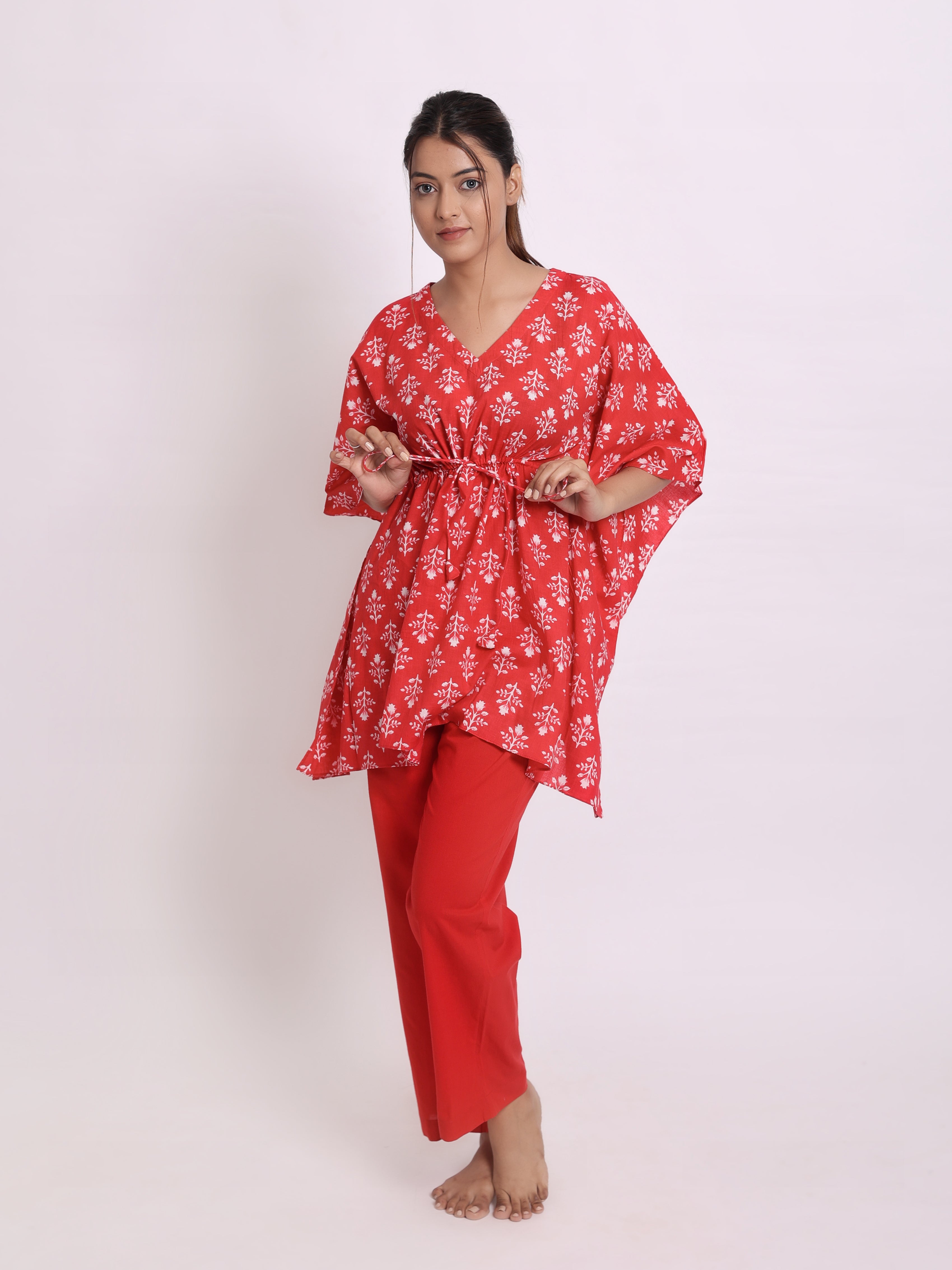 Sangria Red Kaftan Set