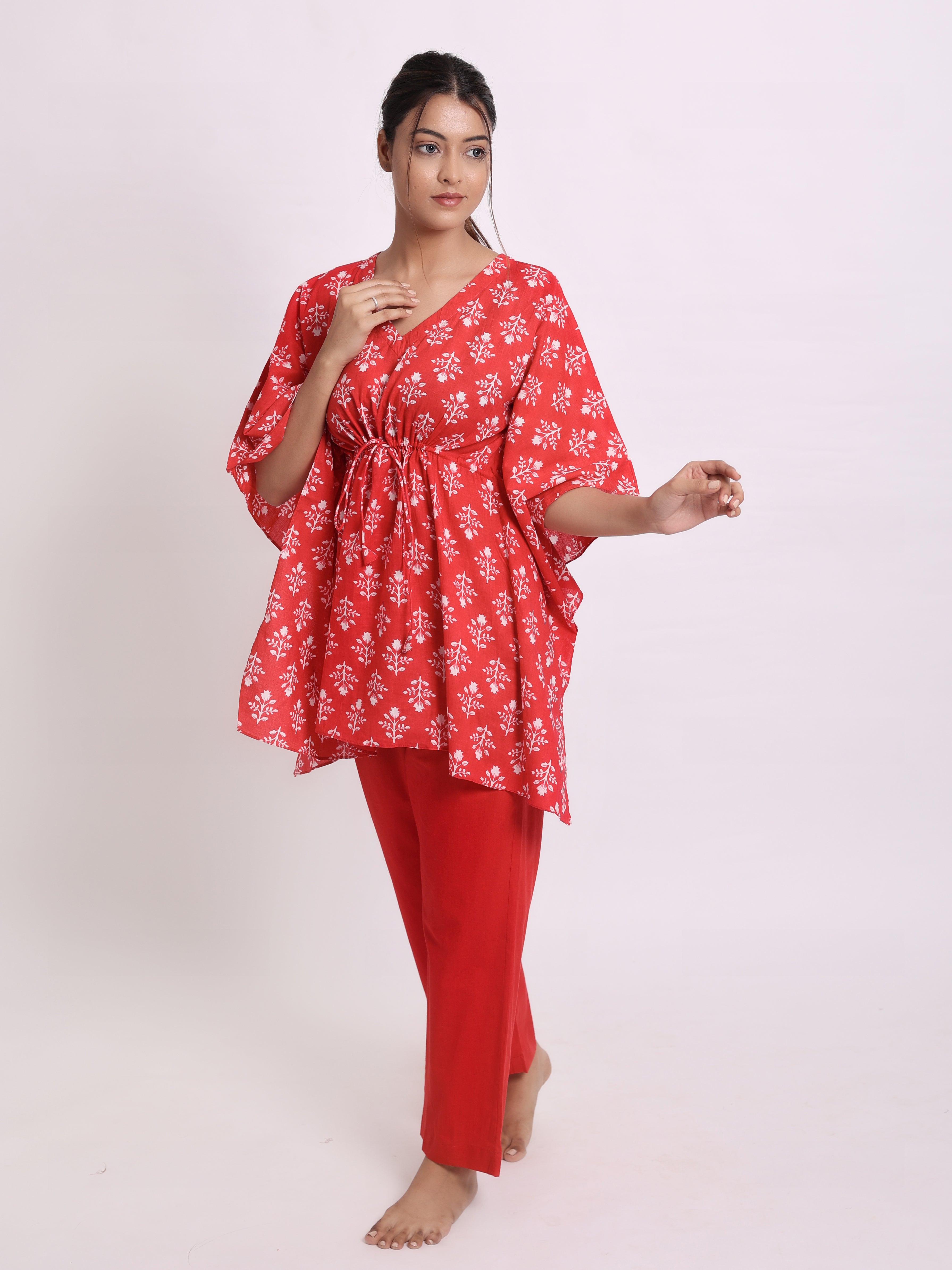 Sangria Red Kaftan Set