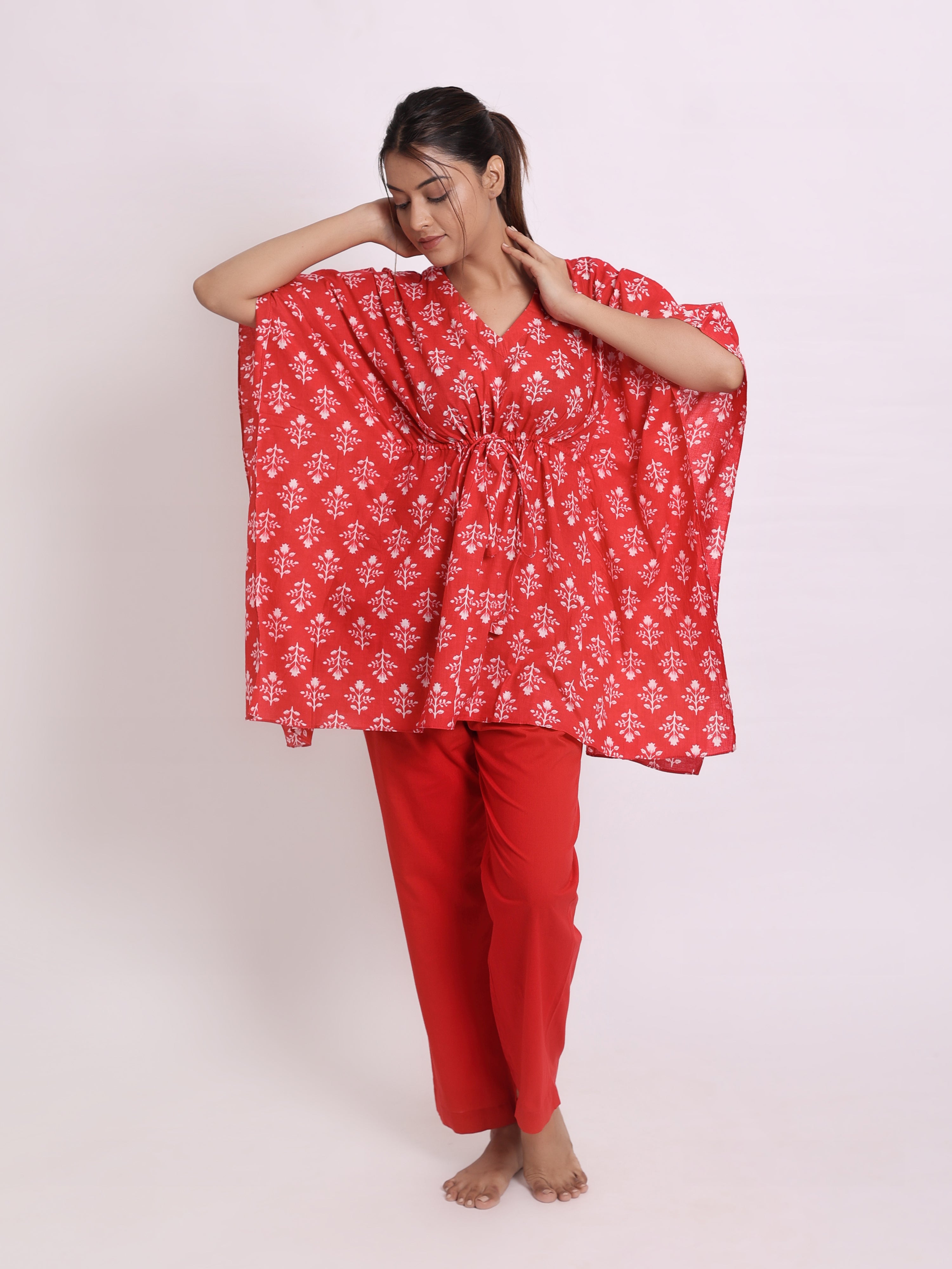 Sangria Red Kaftan Set