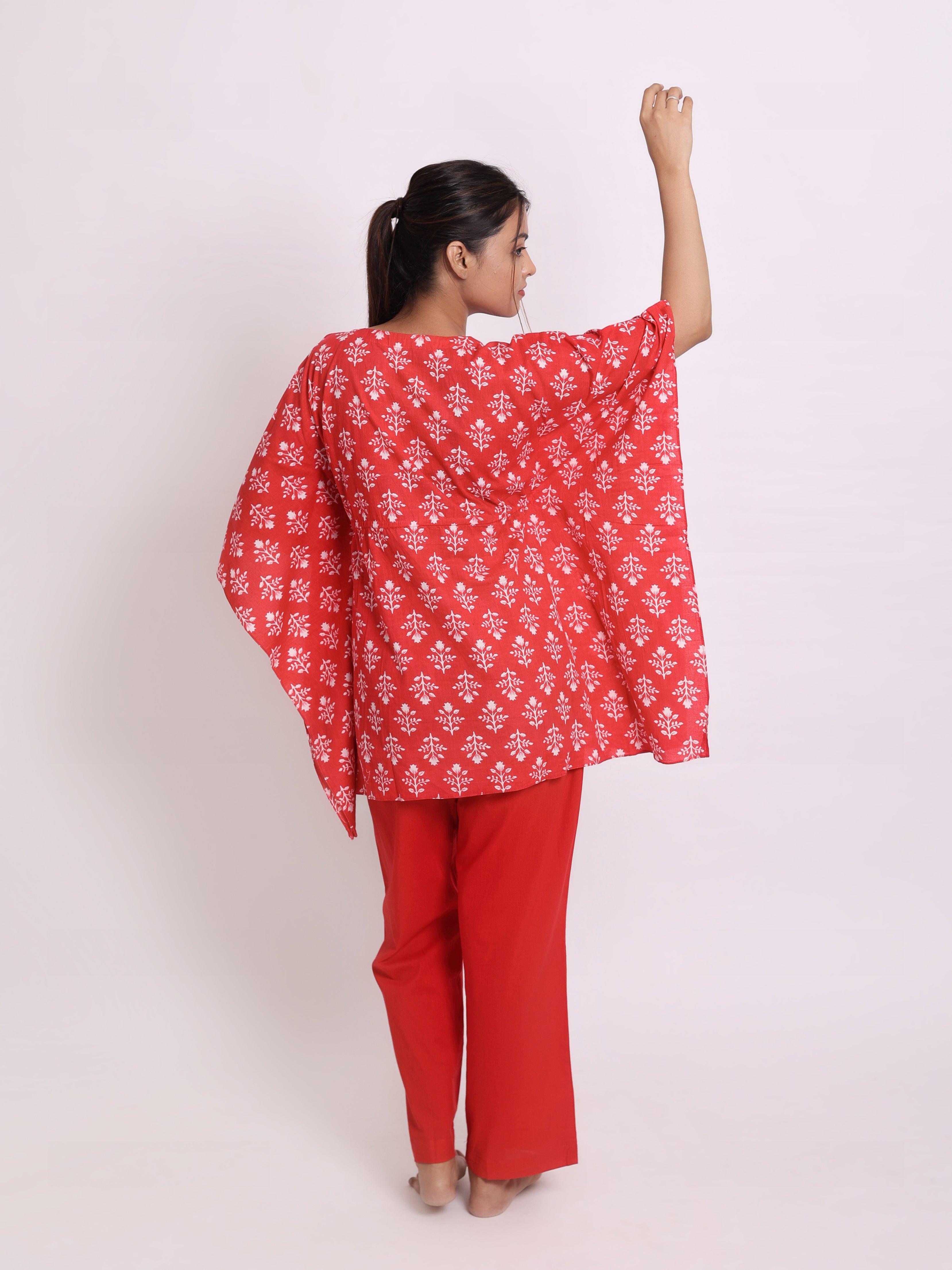 Sangria Red Kaftan Set
