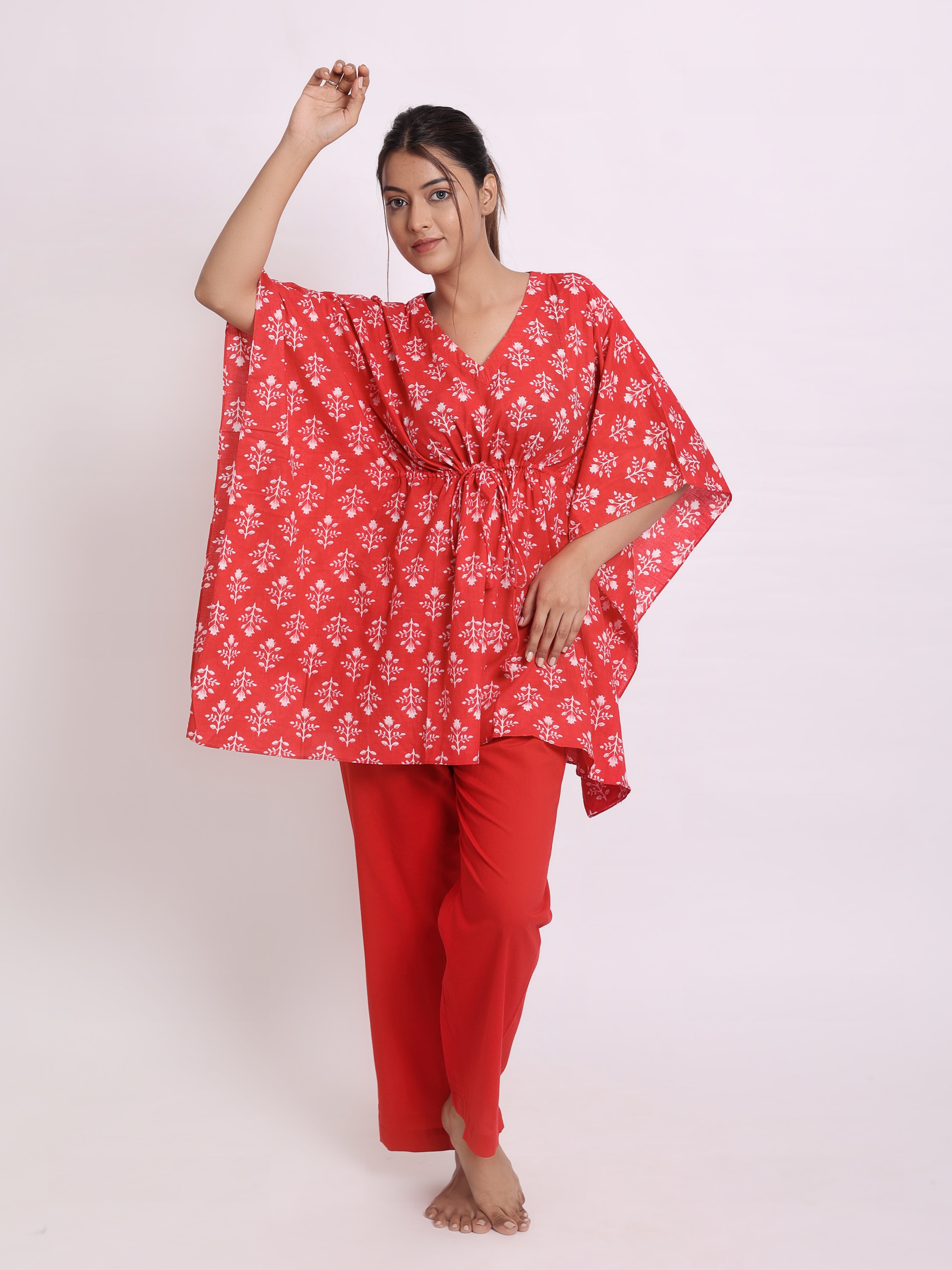Sangria Red Kaftan Set