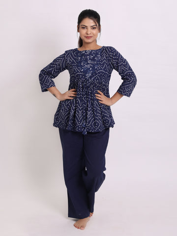 Royal Blue Bandhej Comfort Set