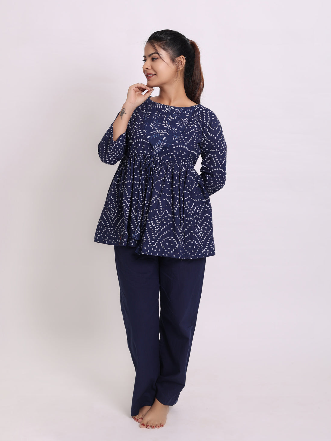 Royal Blue Bandhej Comfort Set