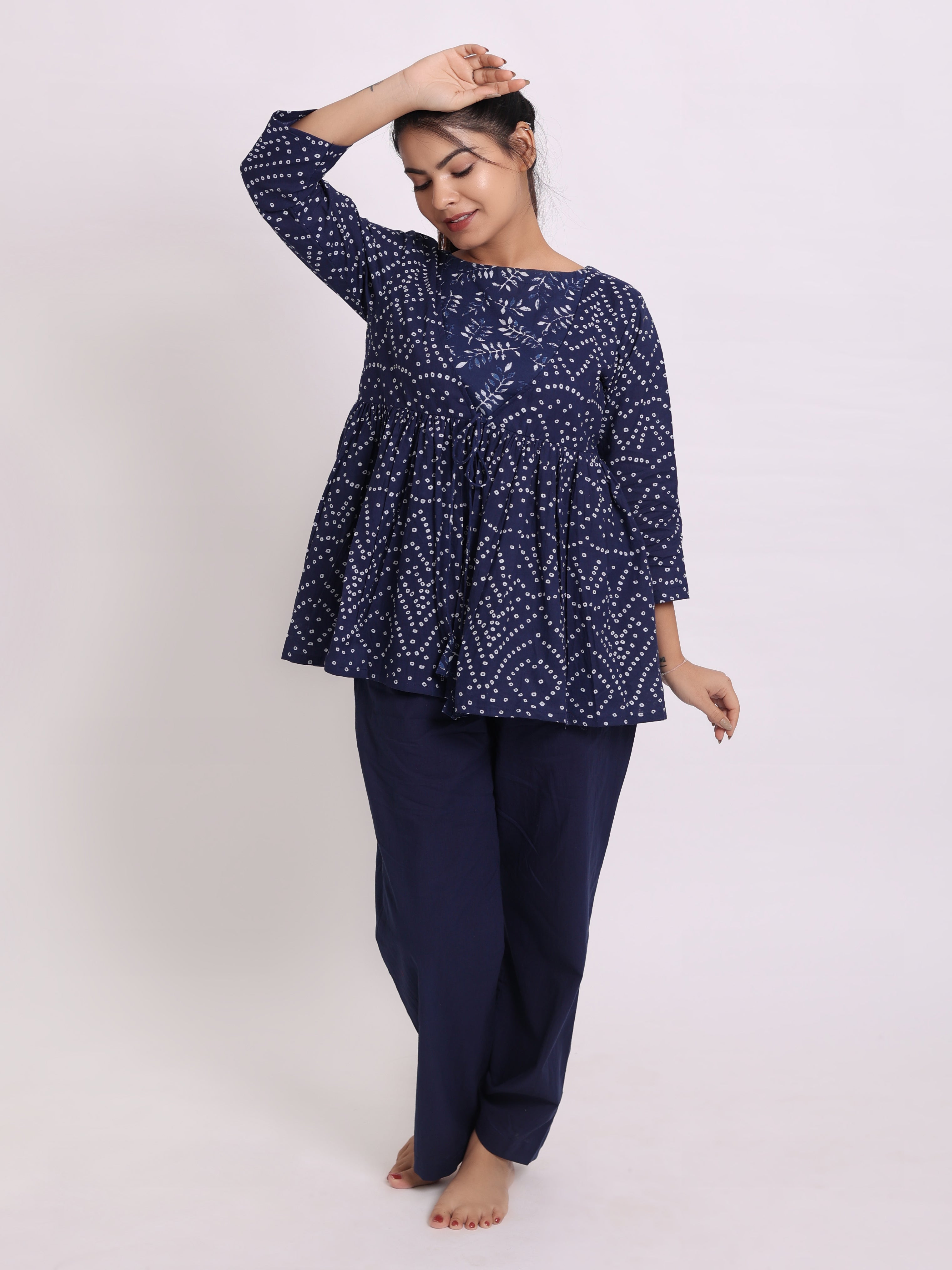 Royal Blue Bandhej Comfort Set