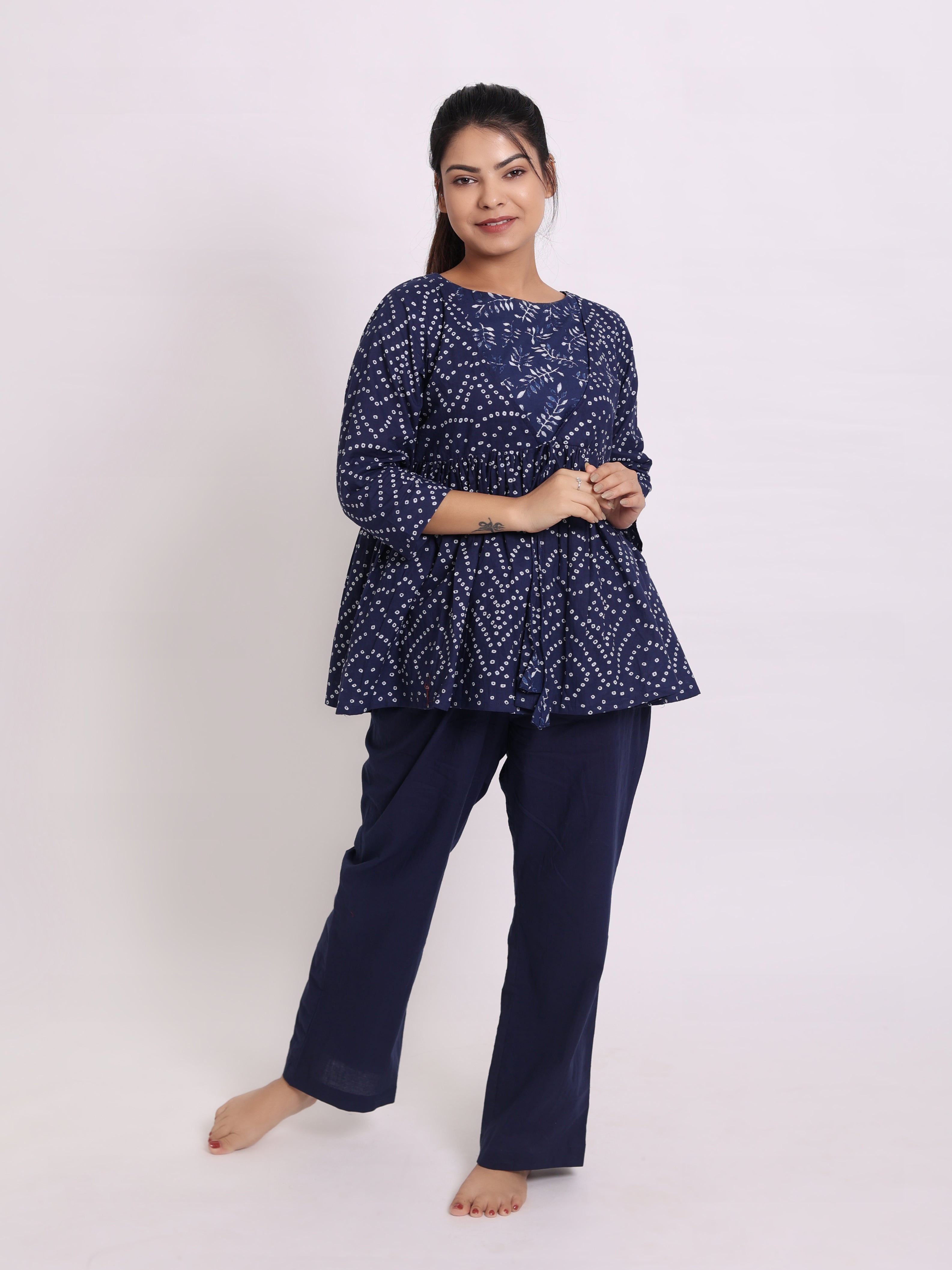 Royal Blue Bandhej Comfort Set