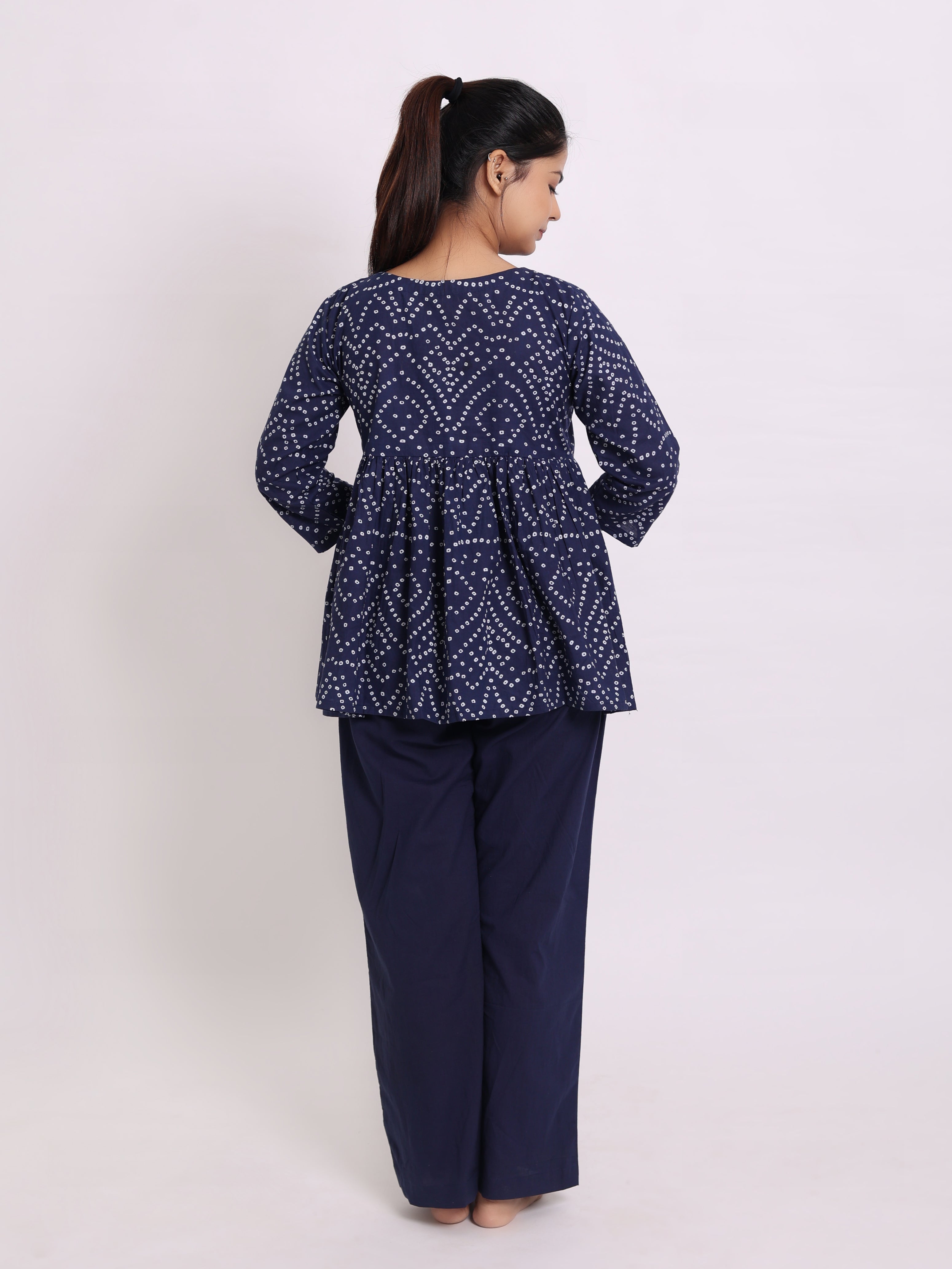 Royal Blue Bandhej Comfort Set