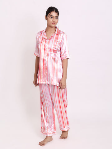 Barcode Satin Night Suit