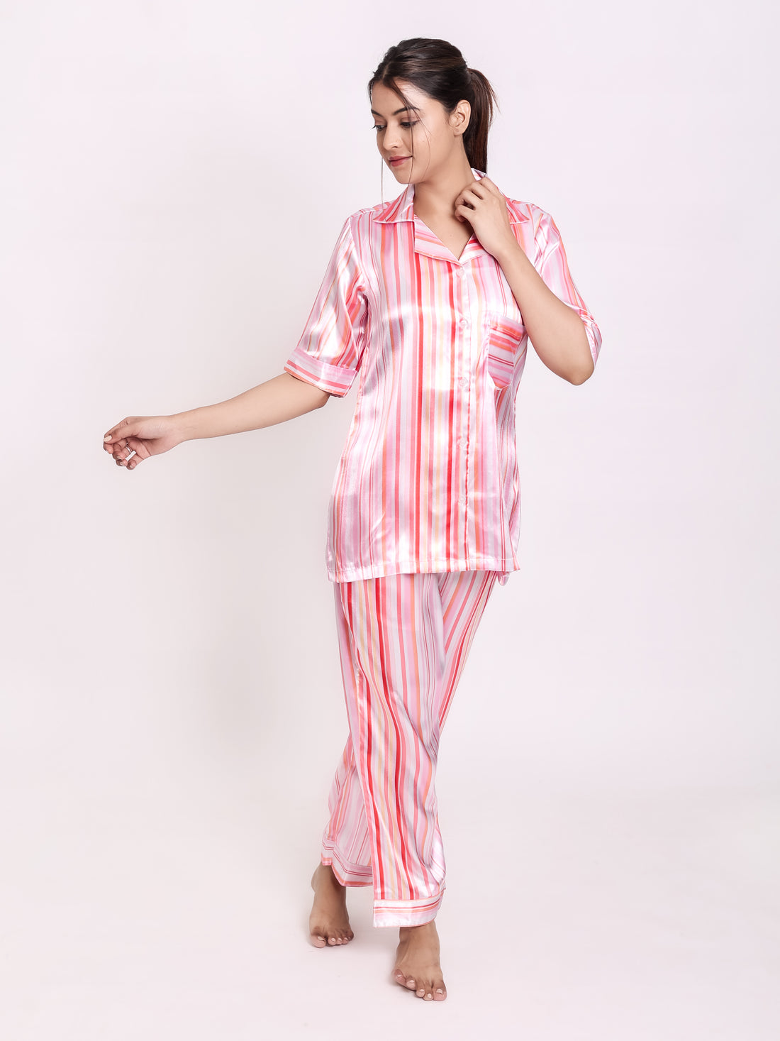 Barcode Satin Night Suit