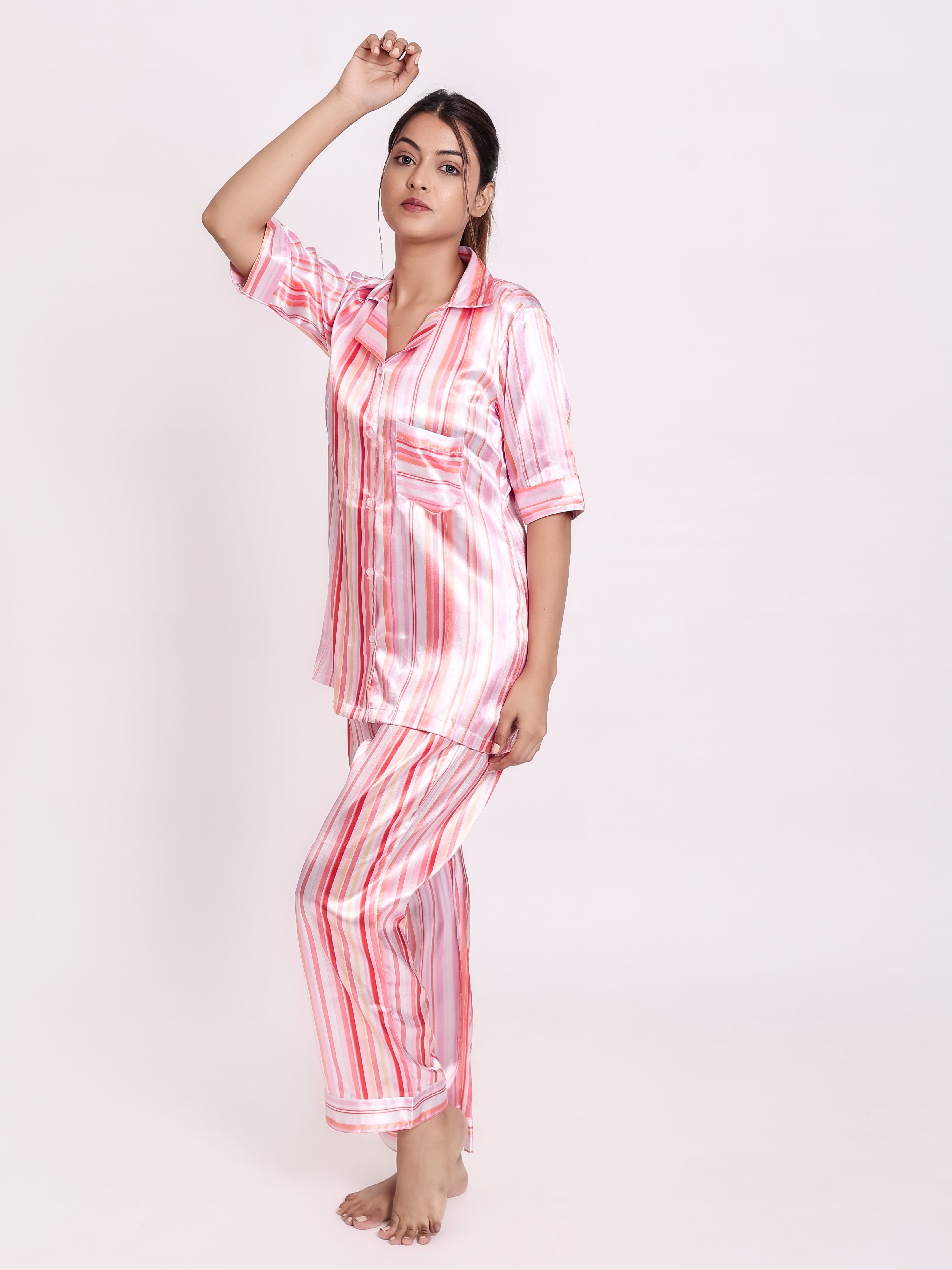 Barcode Satin Night Suit