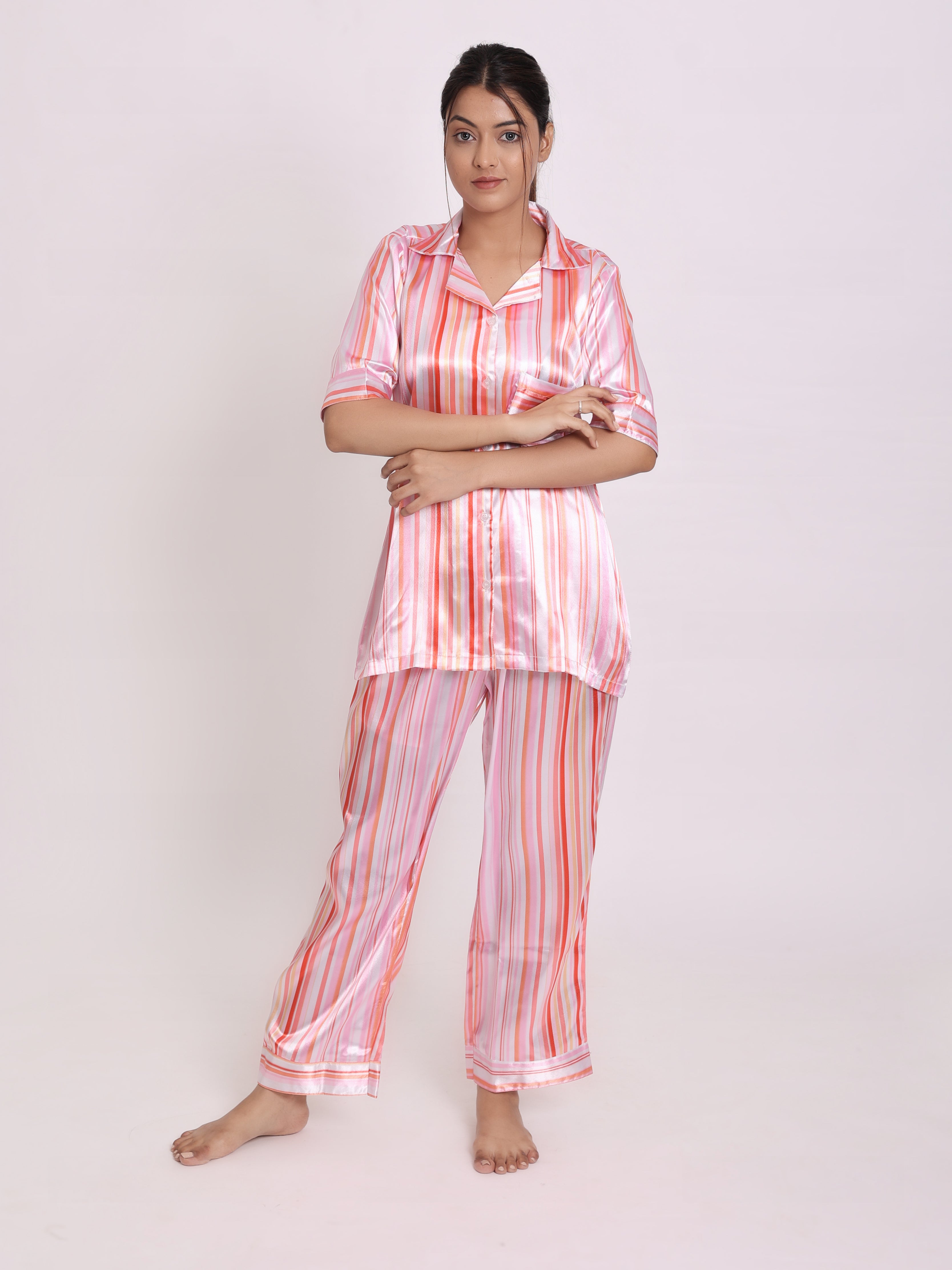 Barcode Satin Night Suit