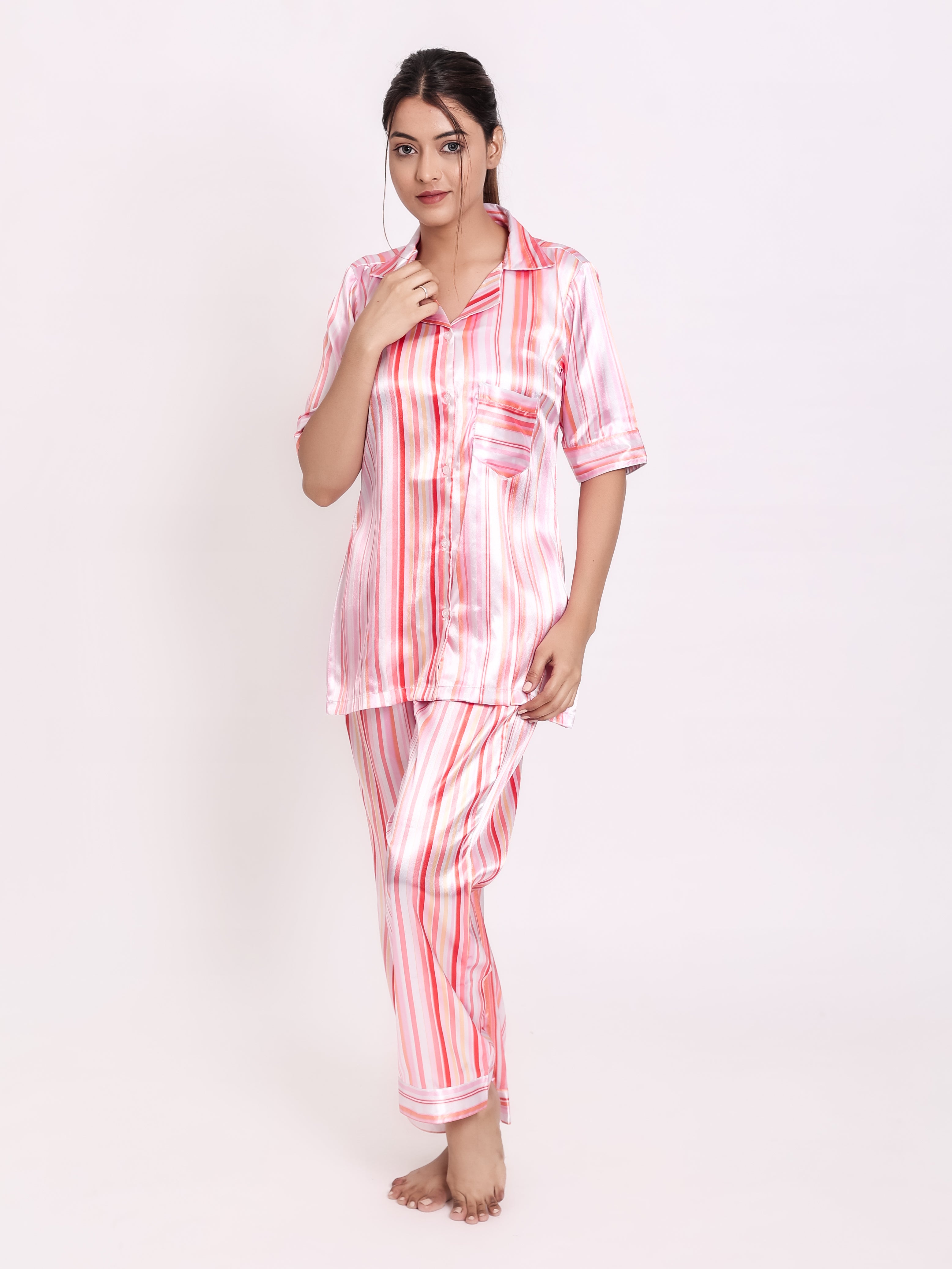 Barcode Satin Night Suit