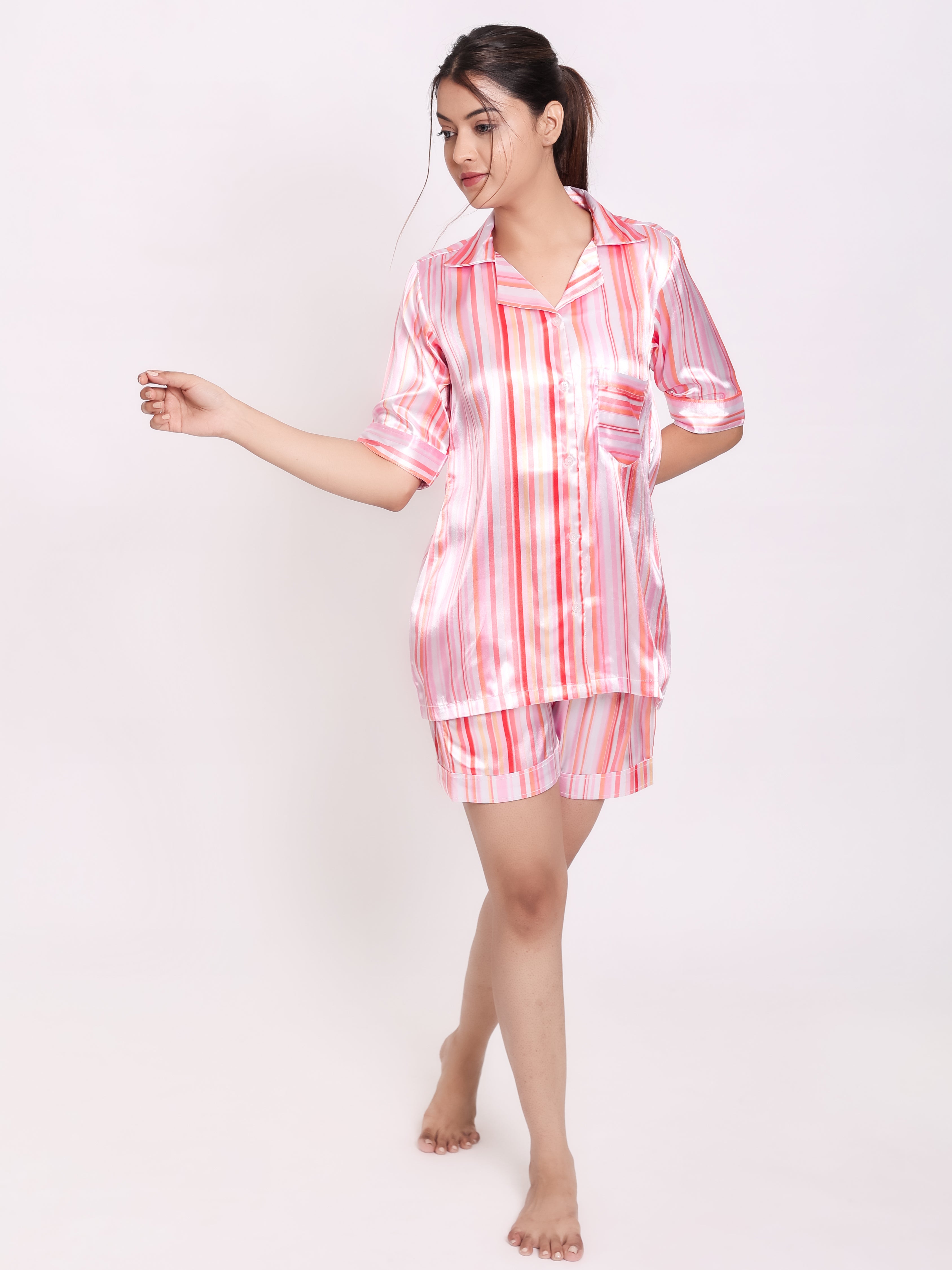 Barcode Satin Short Set