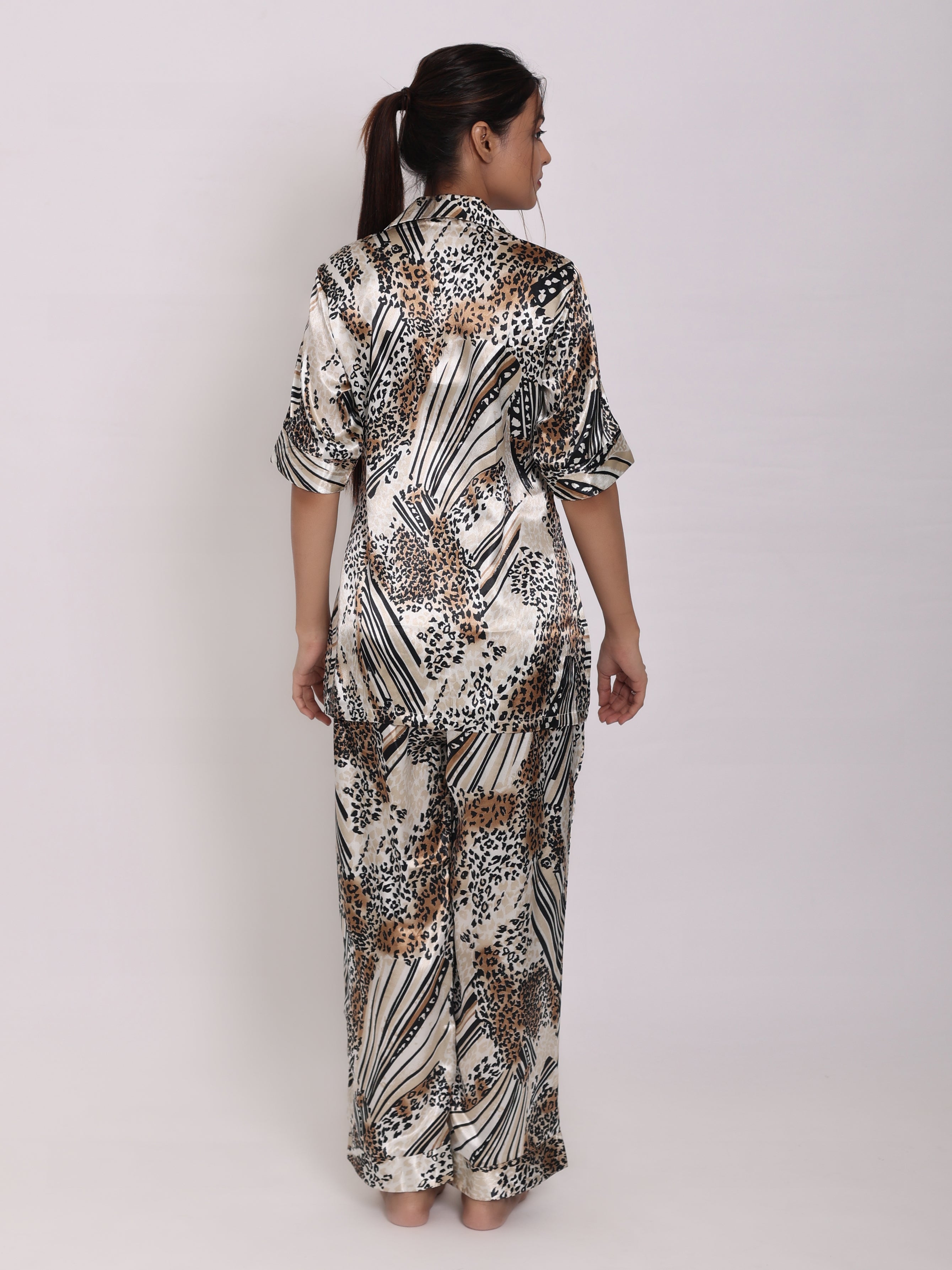 Leopard Satin Night Suit