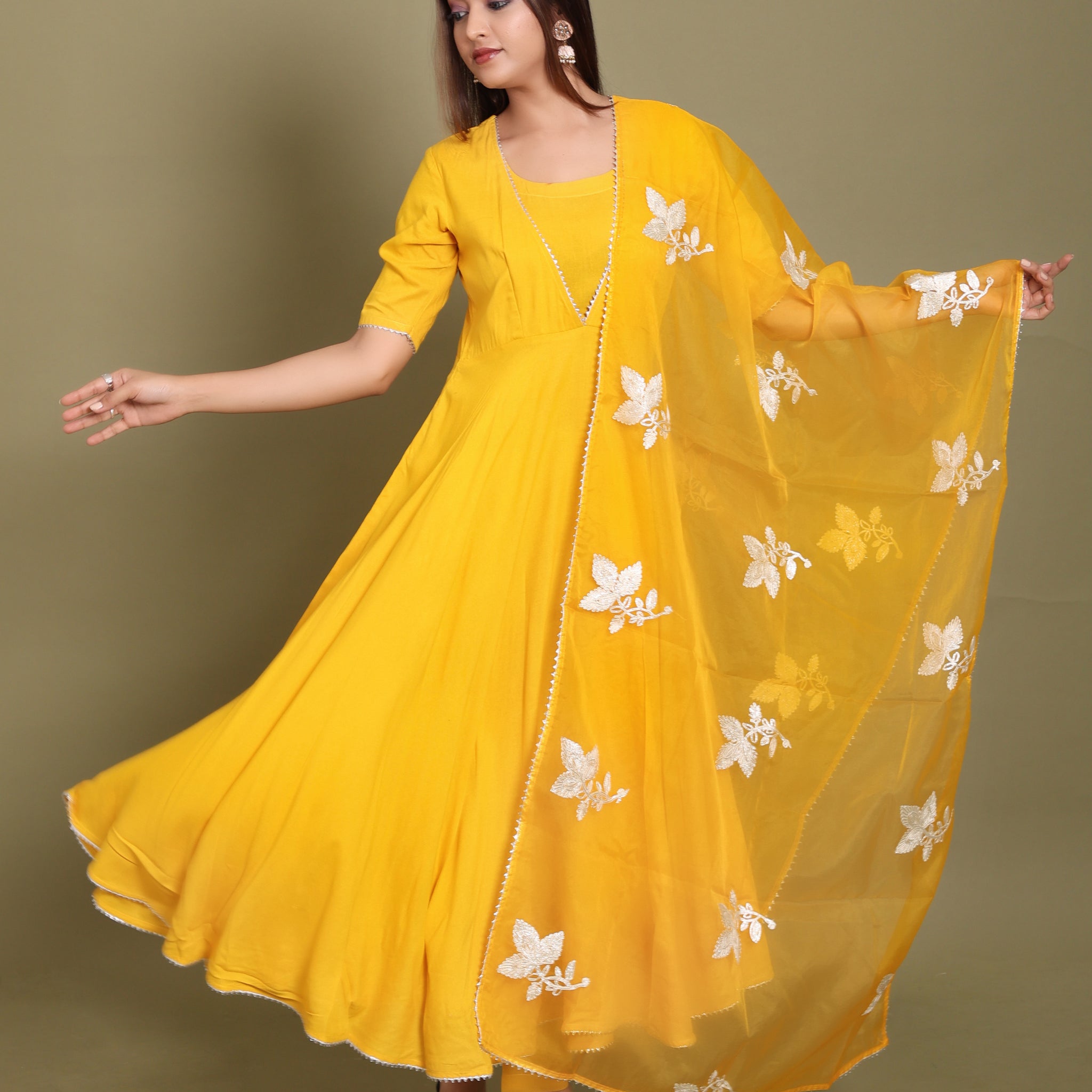 True Yellow Anarkali Suit Set