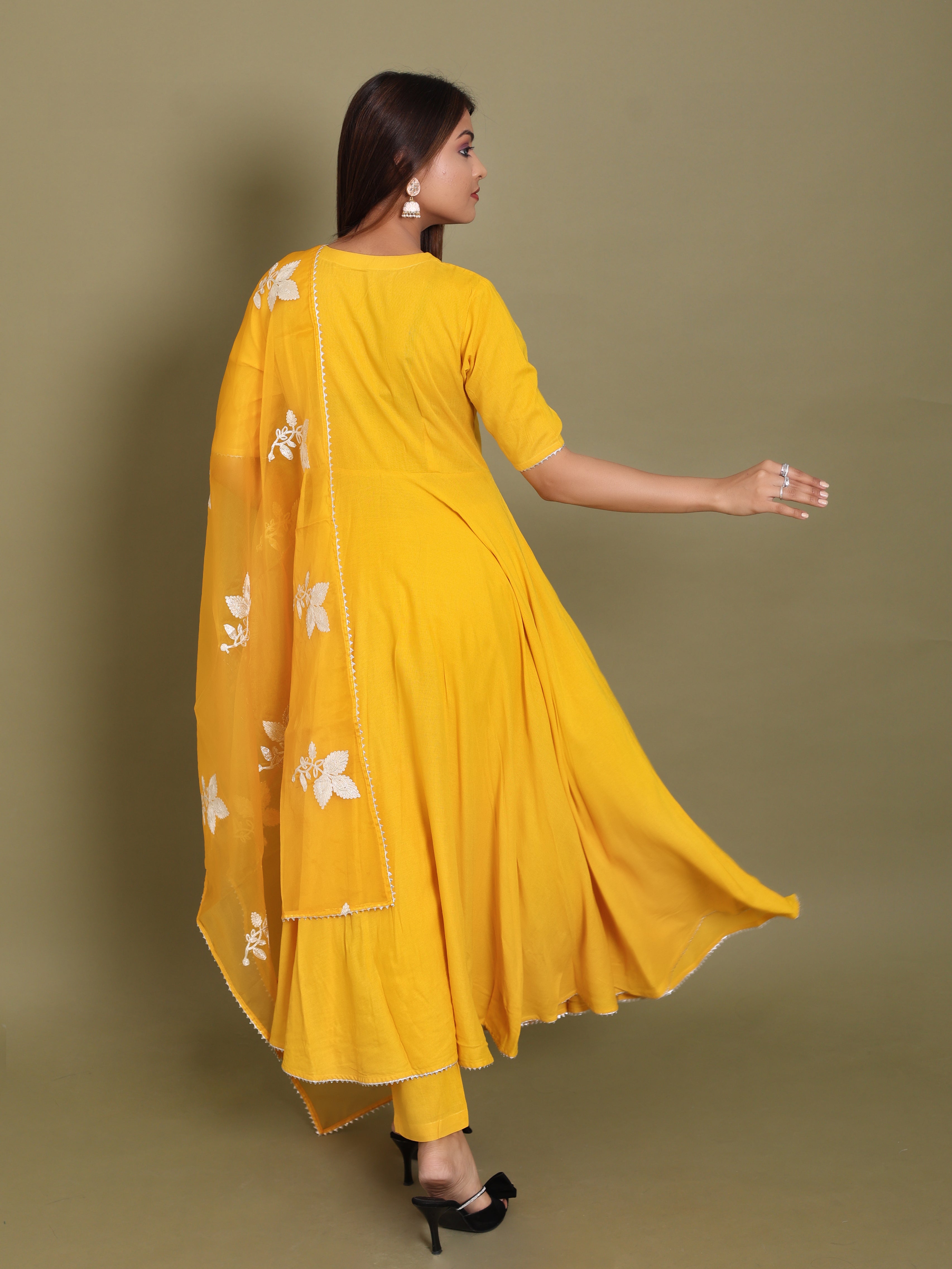 True Yellow Anarkali Suit Set