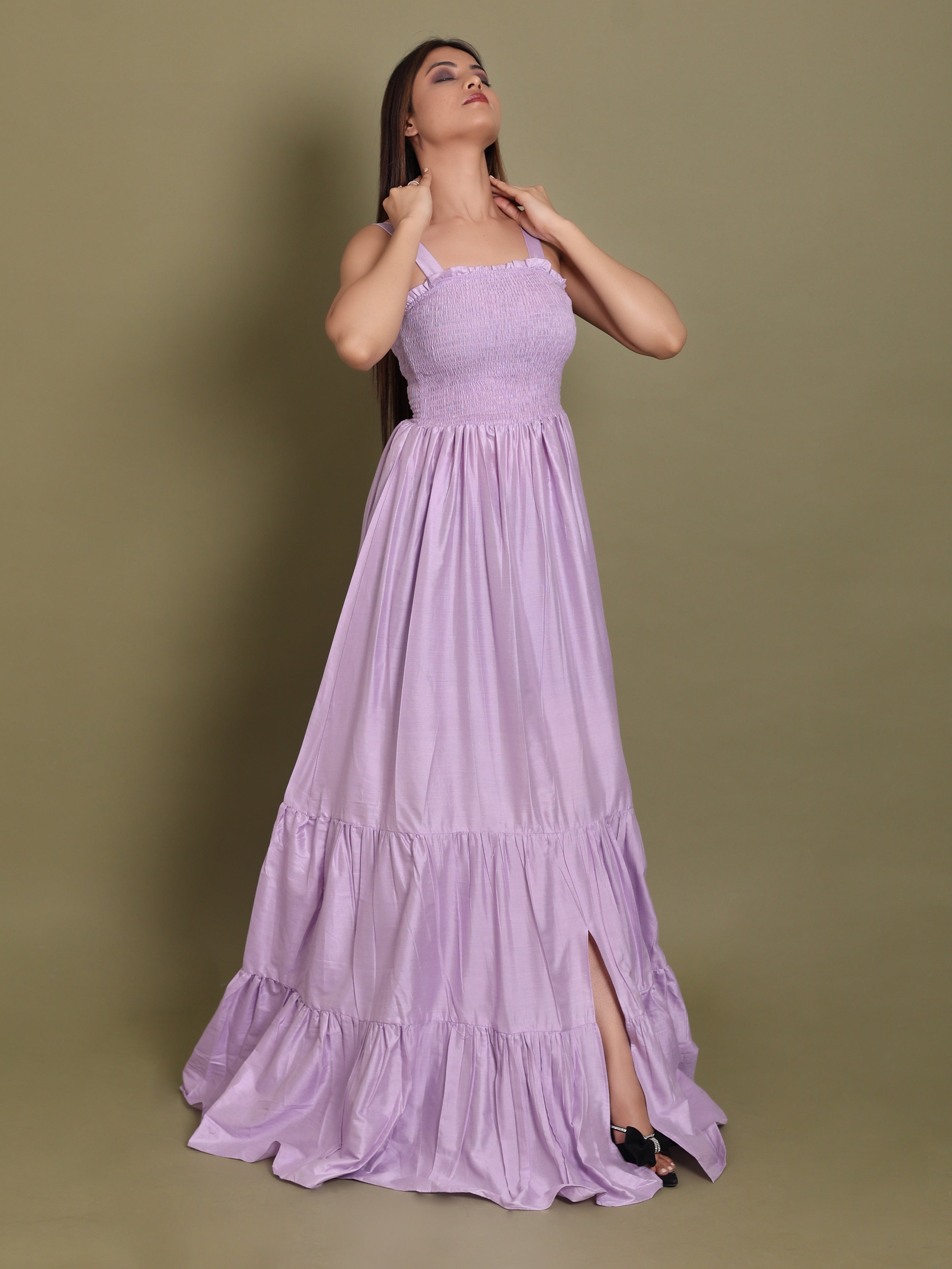 Lilac Side slit dress