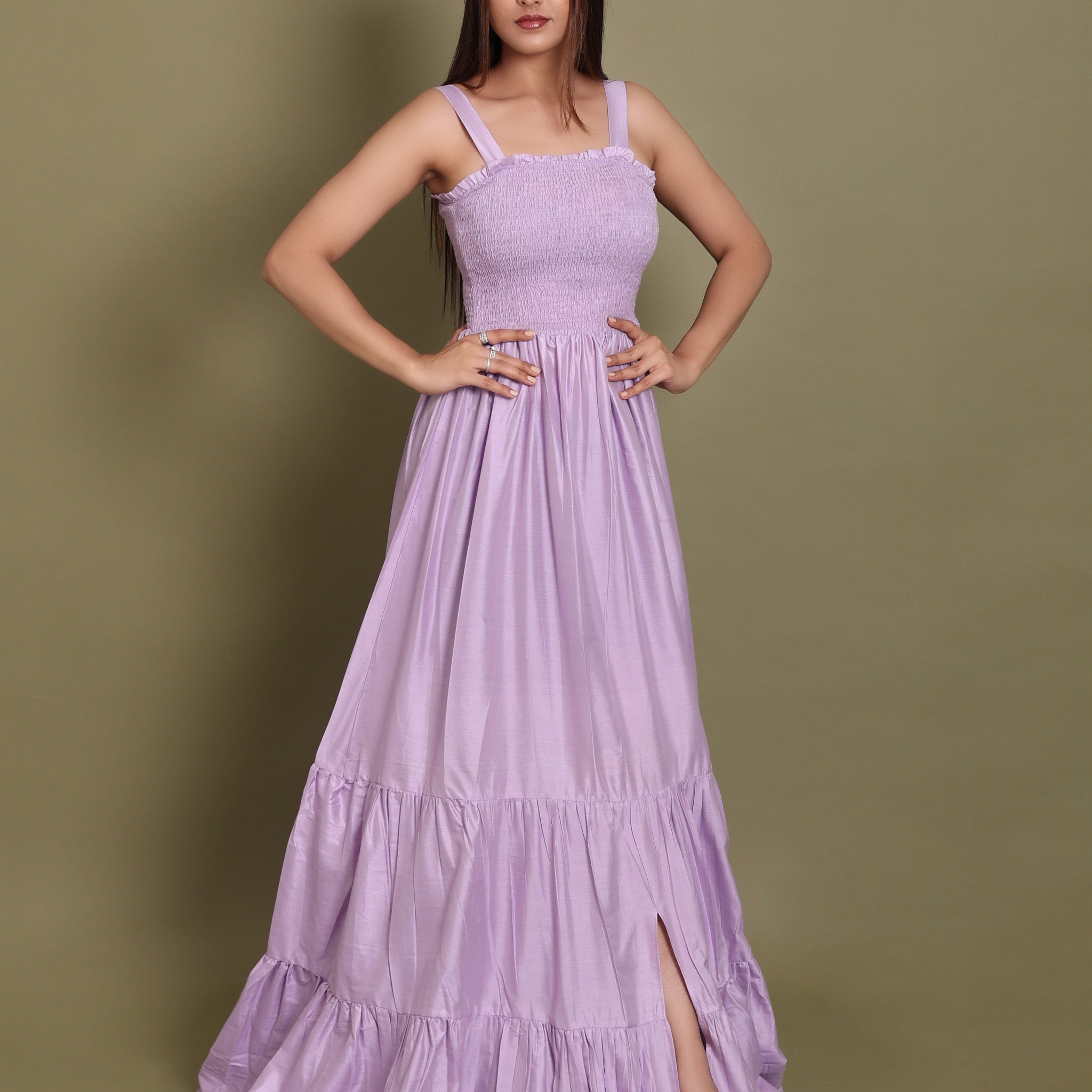 Lilac Side slit dress