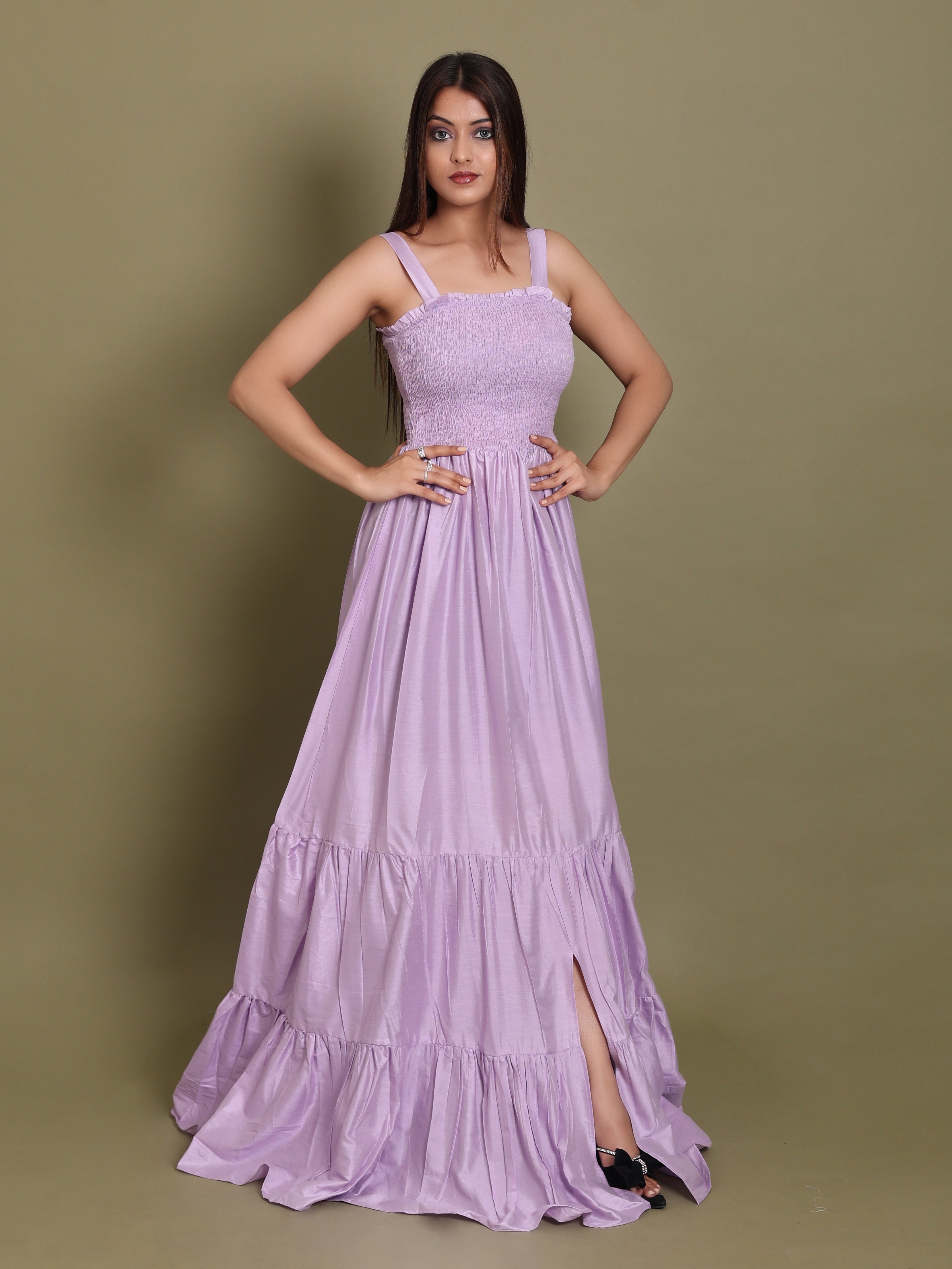 Lilac Side slit dress