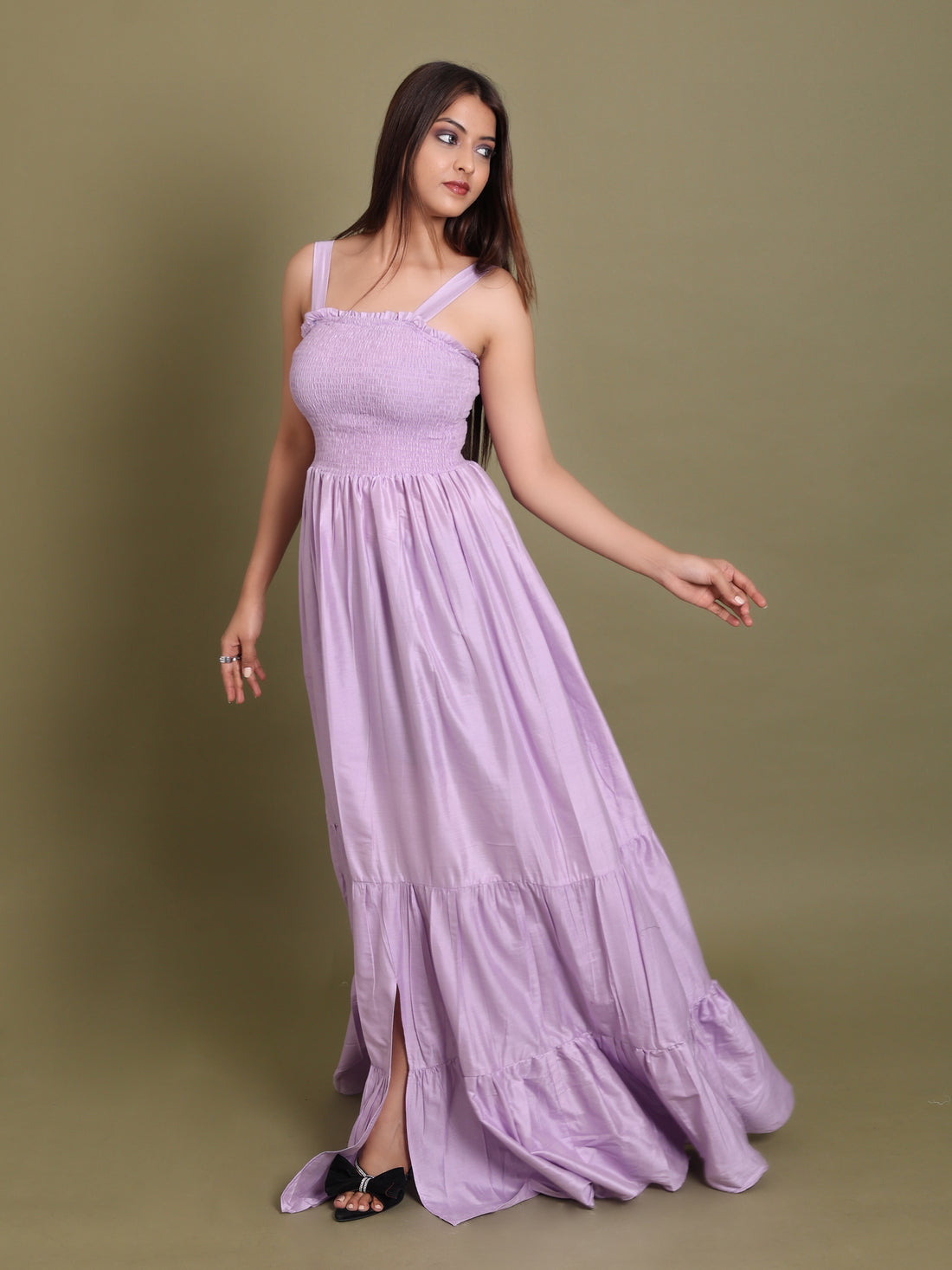 Lilac Side slit dress