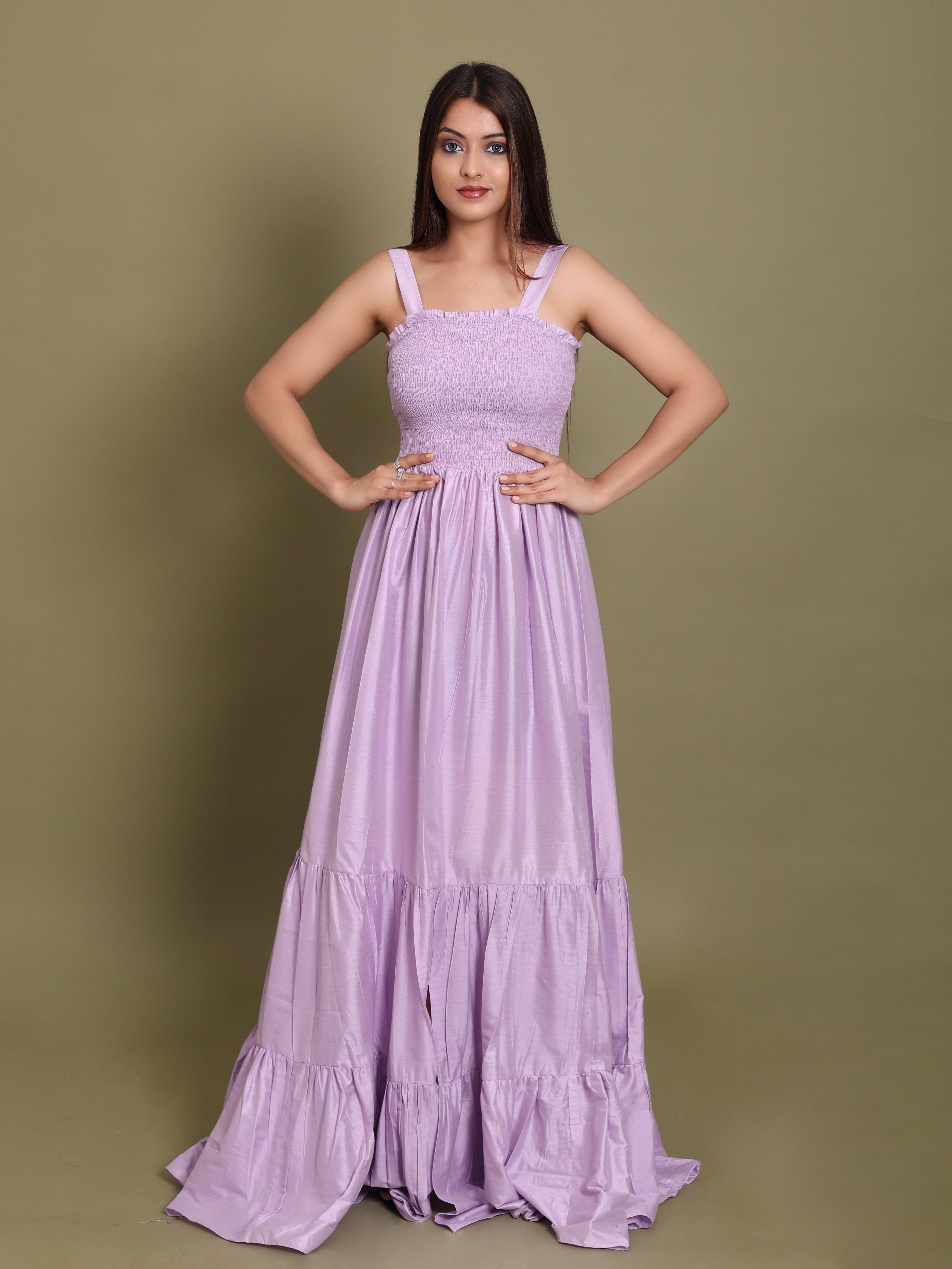 Lilac Side slit dress