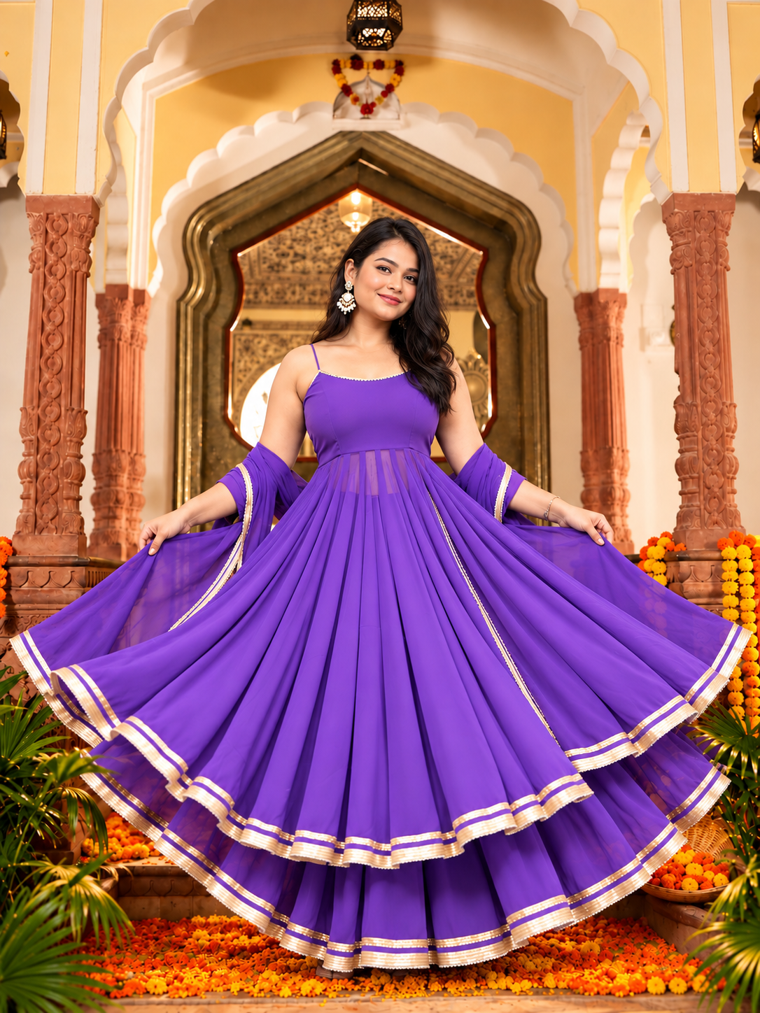 Rajkumari Purple Flare Set