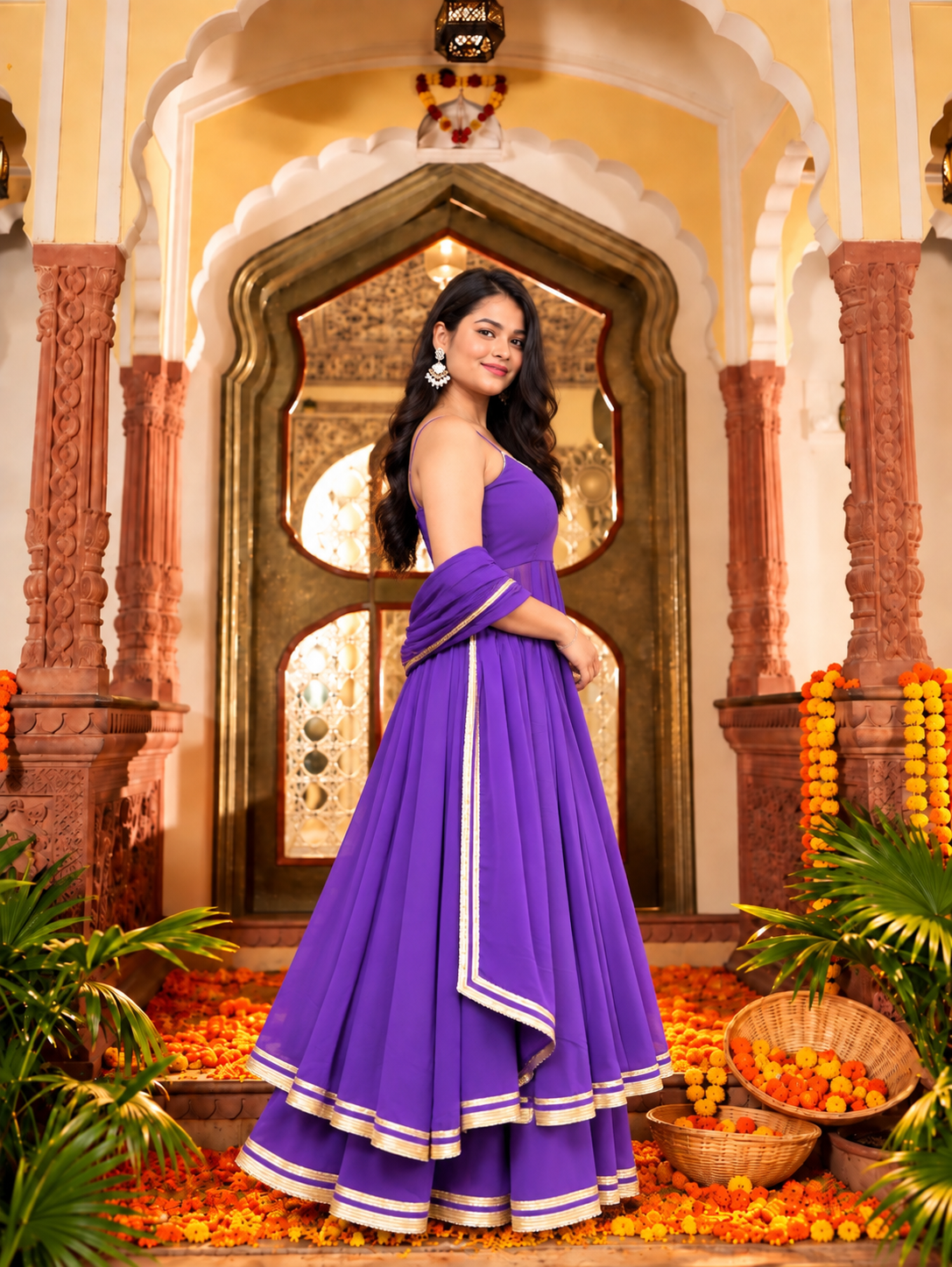 Rajkumari Purple Flare Set