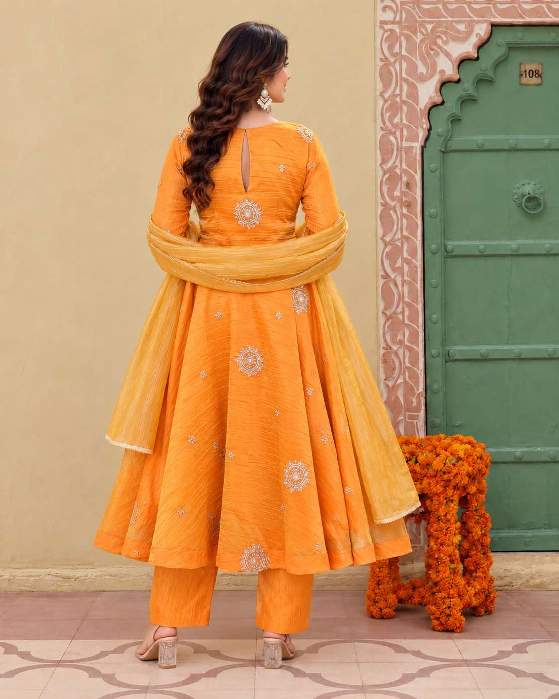 Sunshine Glow Embroidered Anarkali Suit Set” 🧡