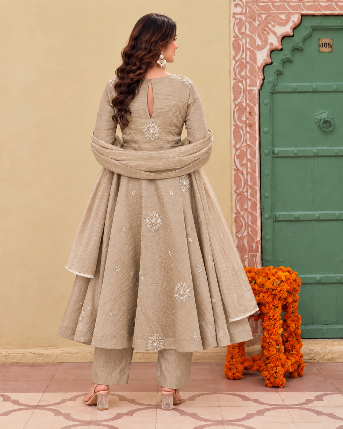 Noor-e-Taupe Anarkali Set