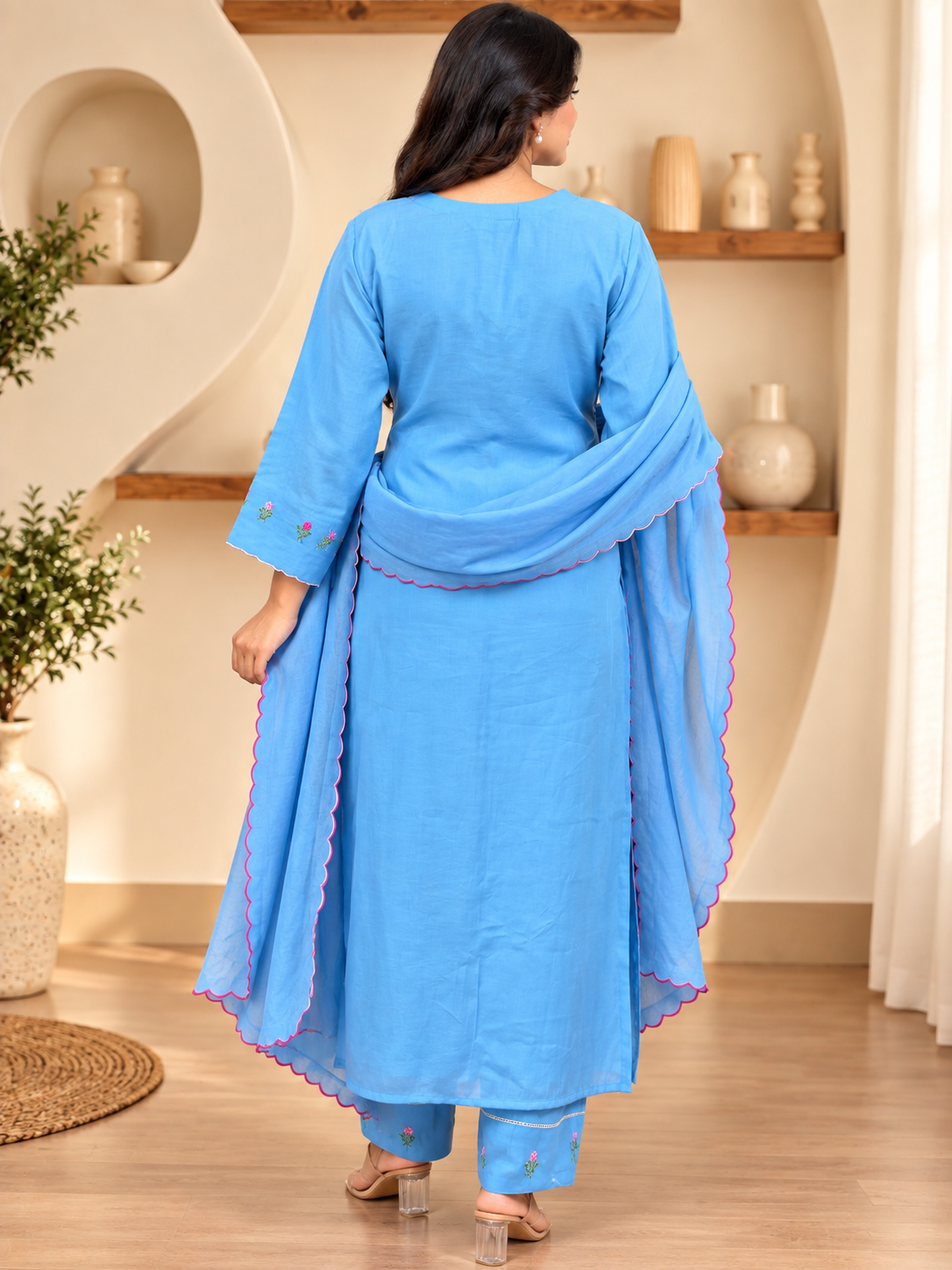 Sky Blue Blossom Kurta Set