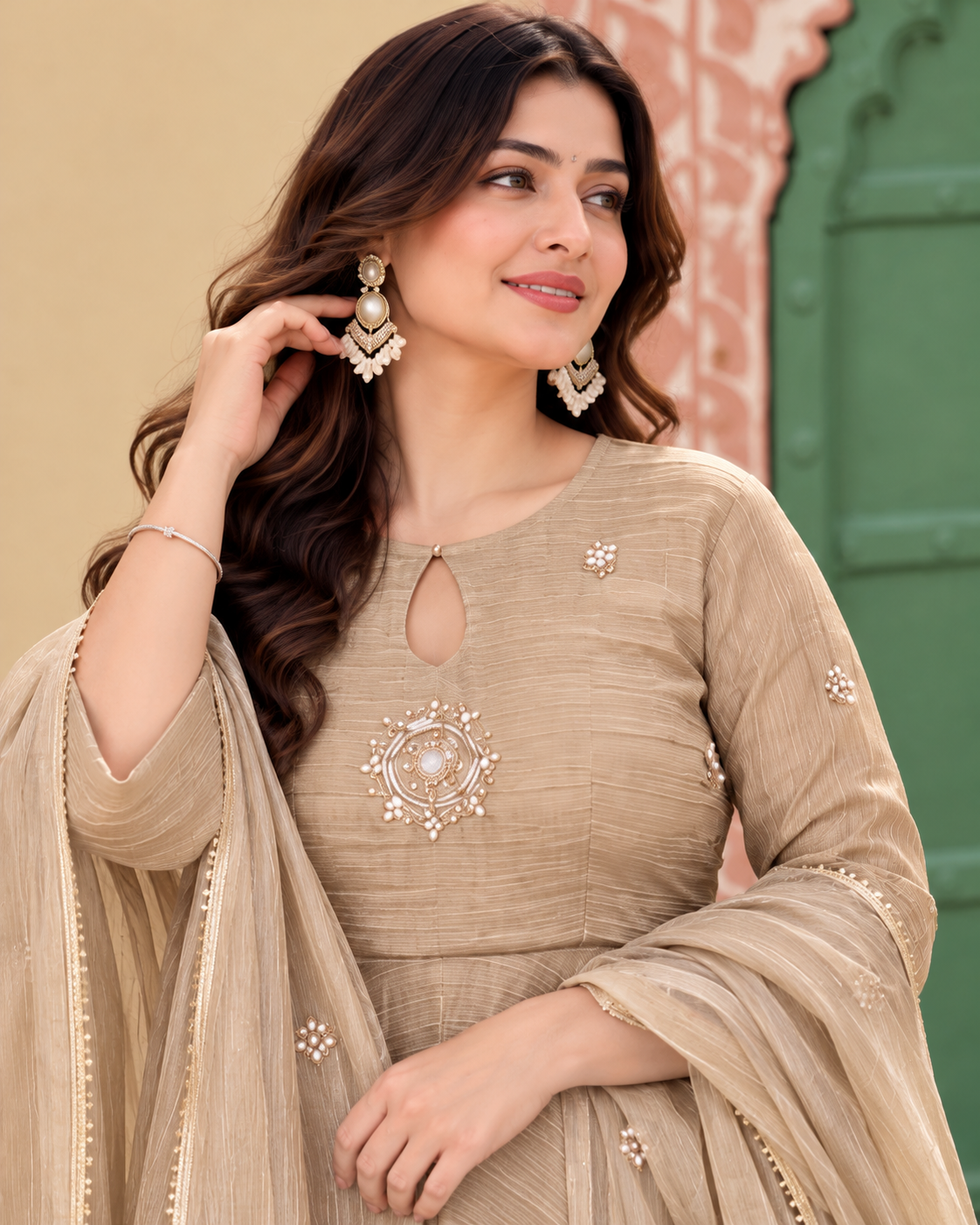 Noor-e-Taupe Anarkali Set