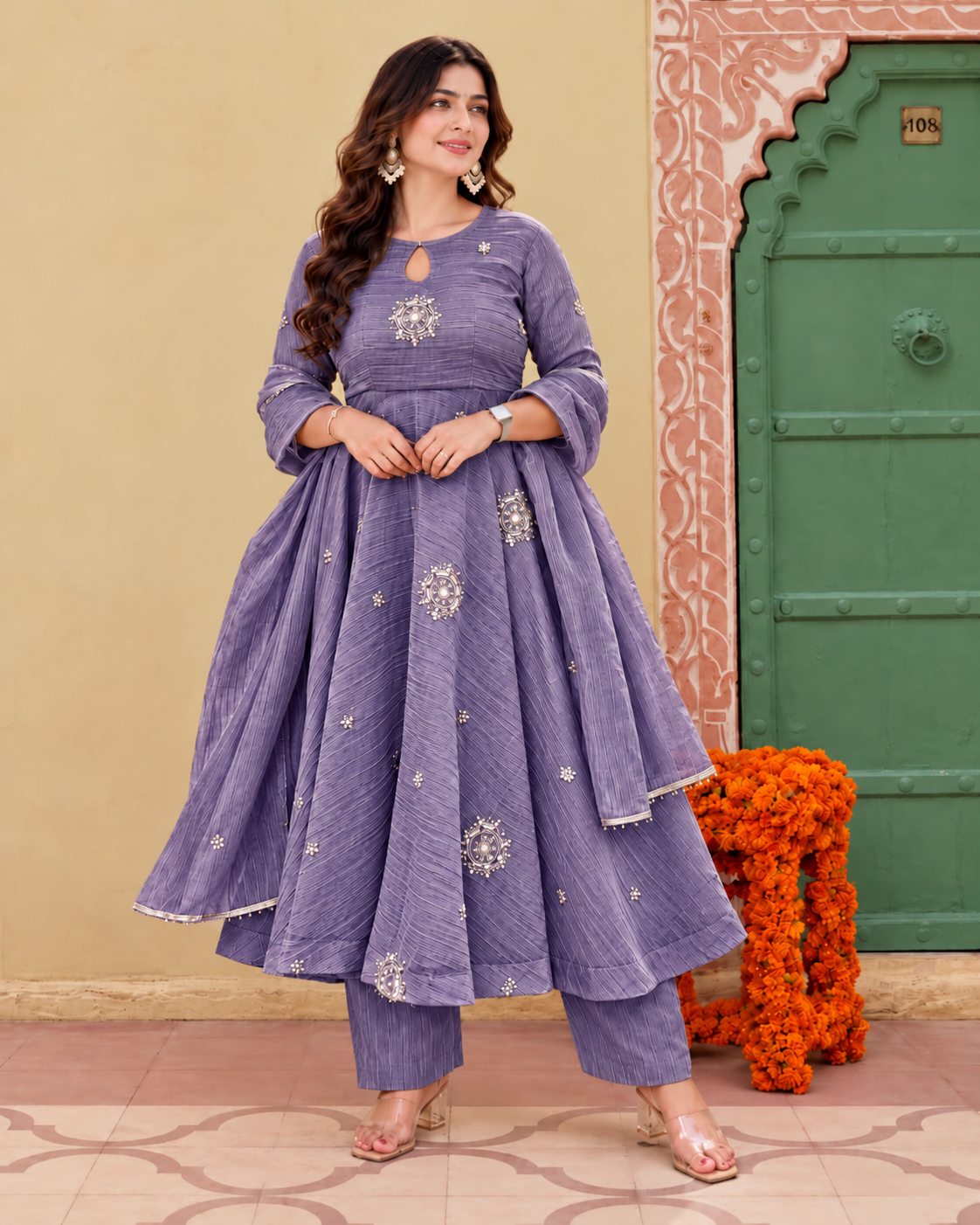 Lavender Royal Grace Anarkali Set