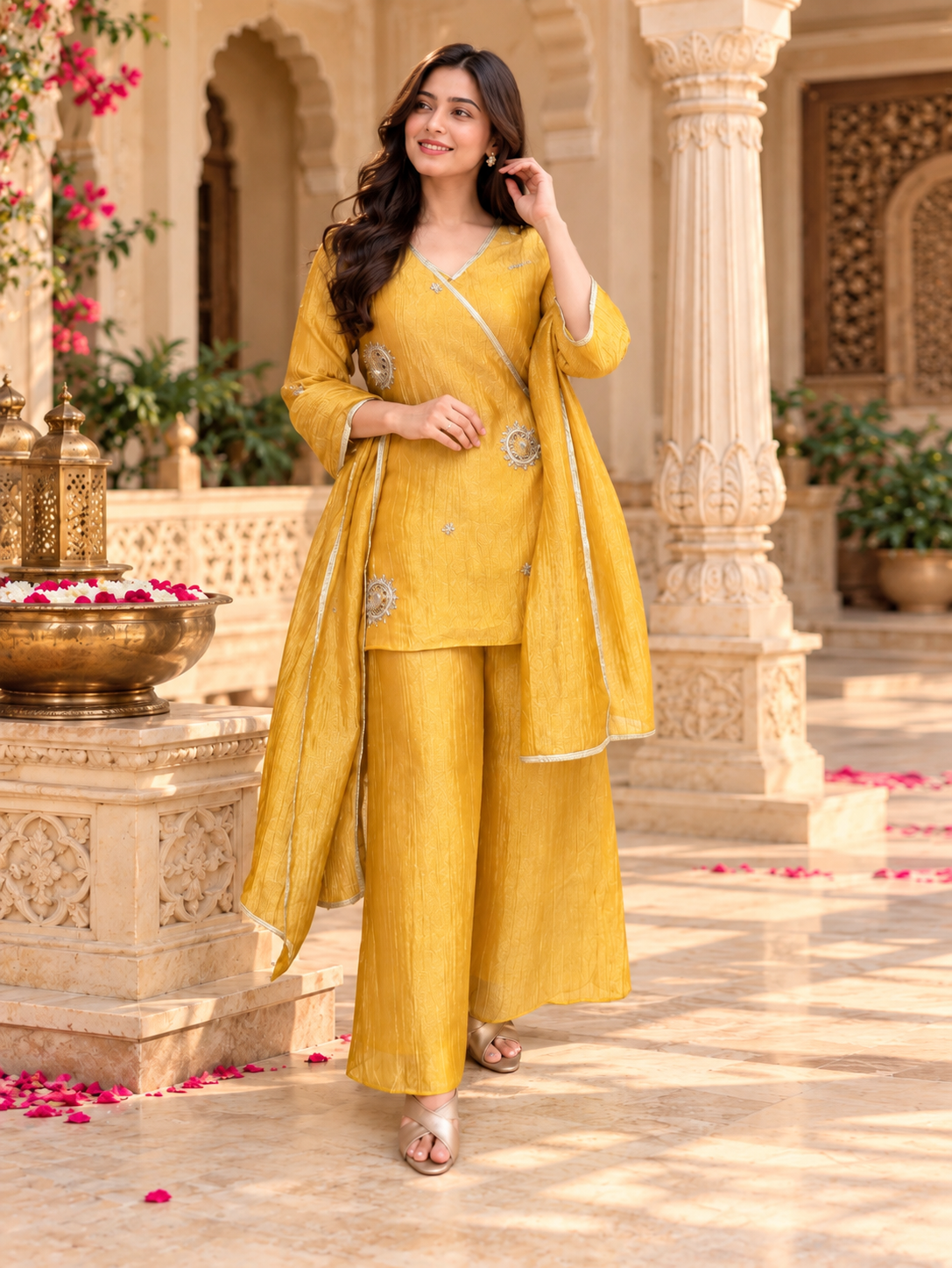 Mustard Glow Embroidered set