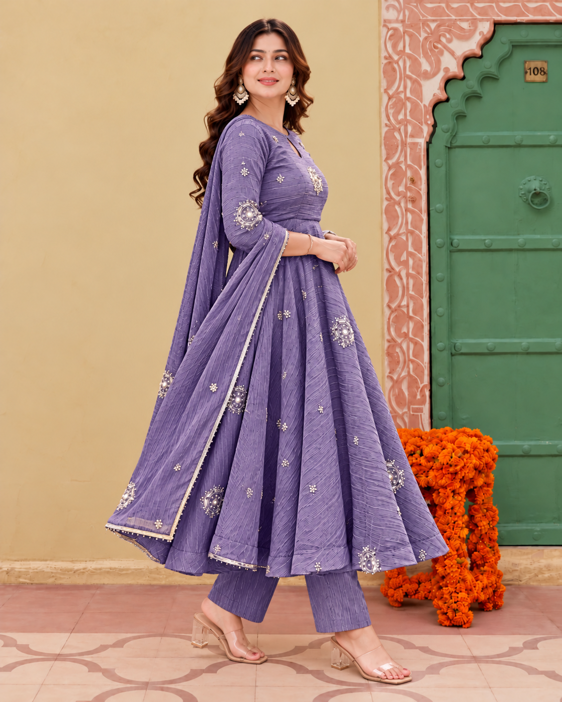 Lavender Royal Grace Anarkali Set