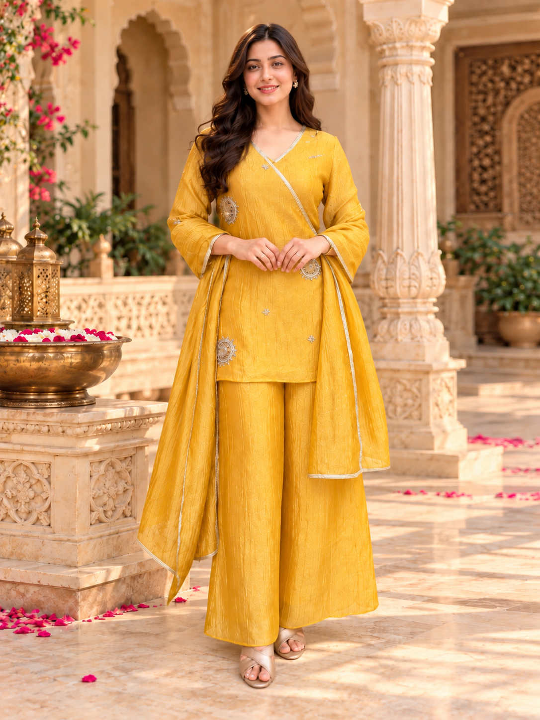 Mustard Glow Embroidered set