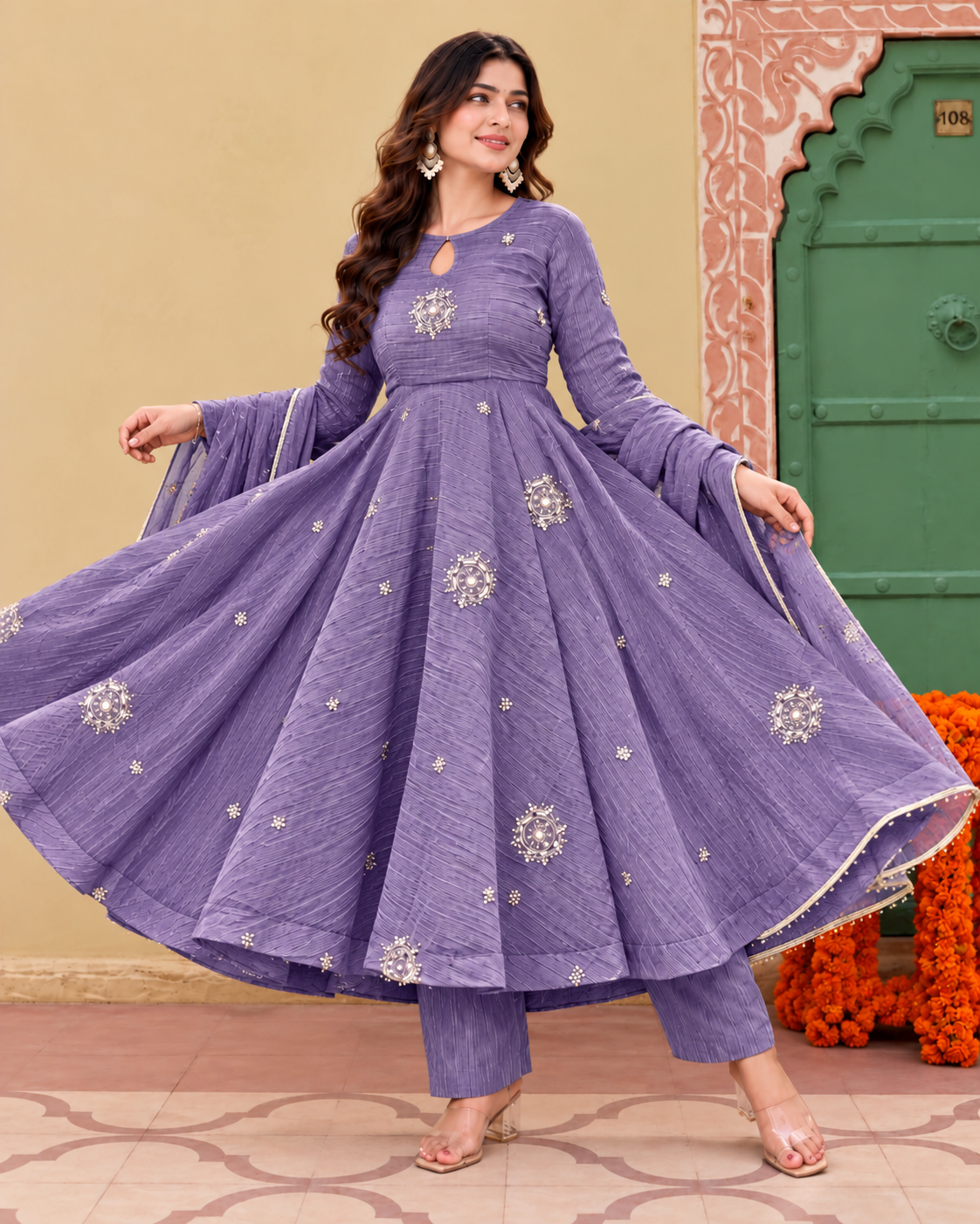 Lavender Royal Grace Anarkali Set