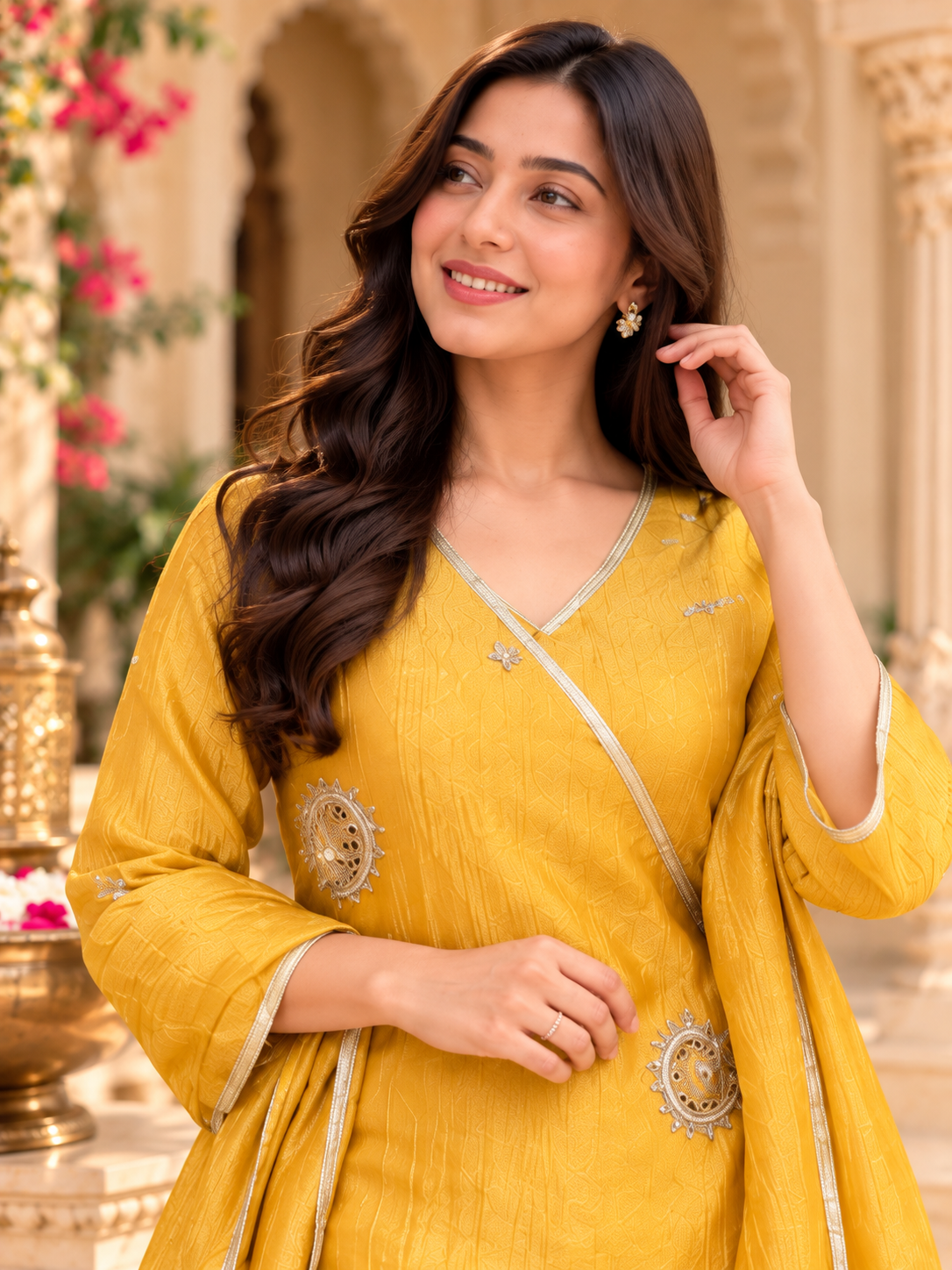 Mustard Glow Embroidered set