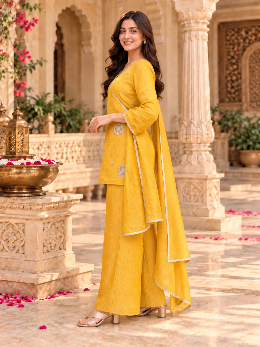 Mustard Glow Embroidered set