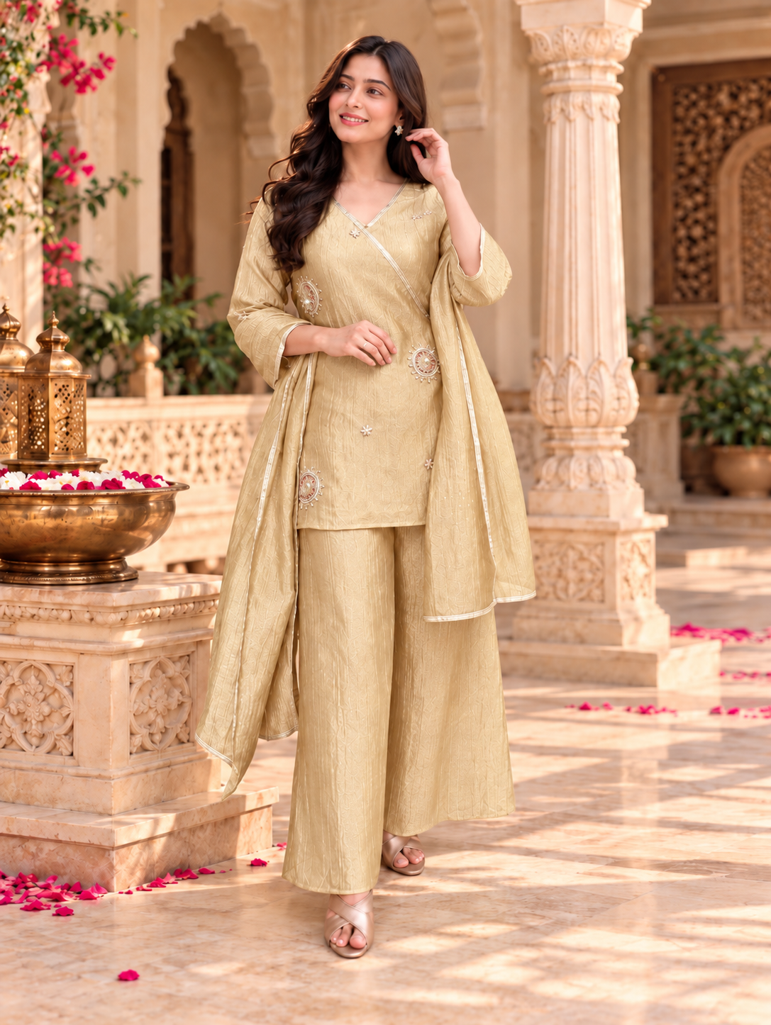 Champagne Gold Embroidered Set