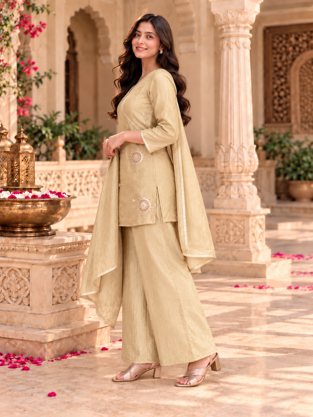 Champagne Gold Embroidered Set
