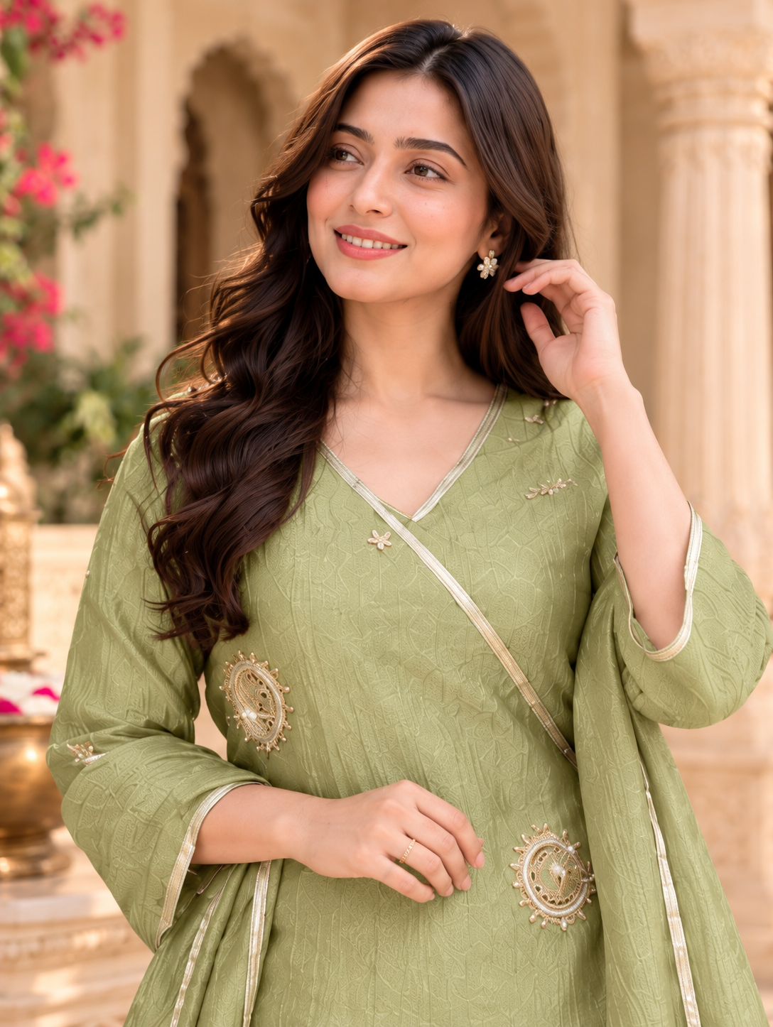 Pastel Green Embroidered Set