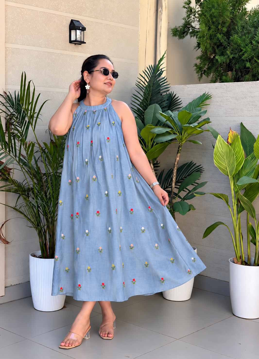 Blue Blossom Flare Dress