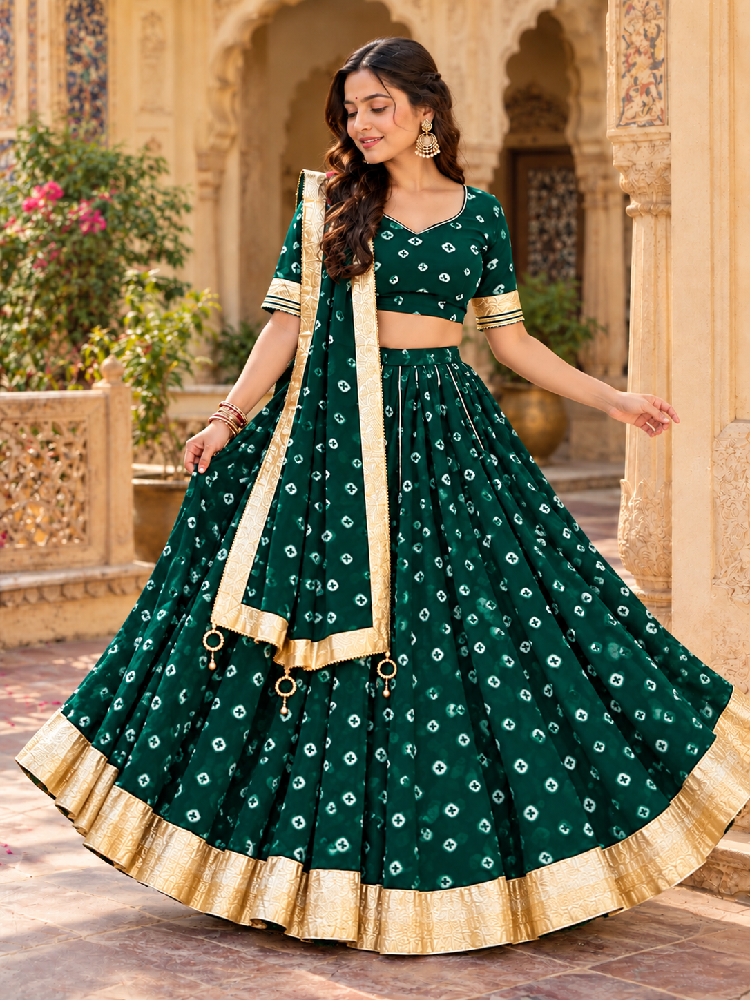 Heritage Green Lehenga Set
