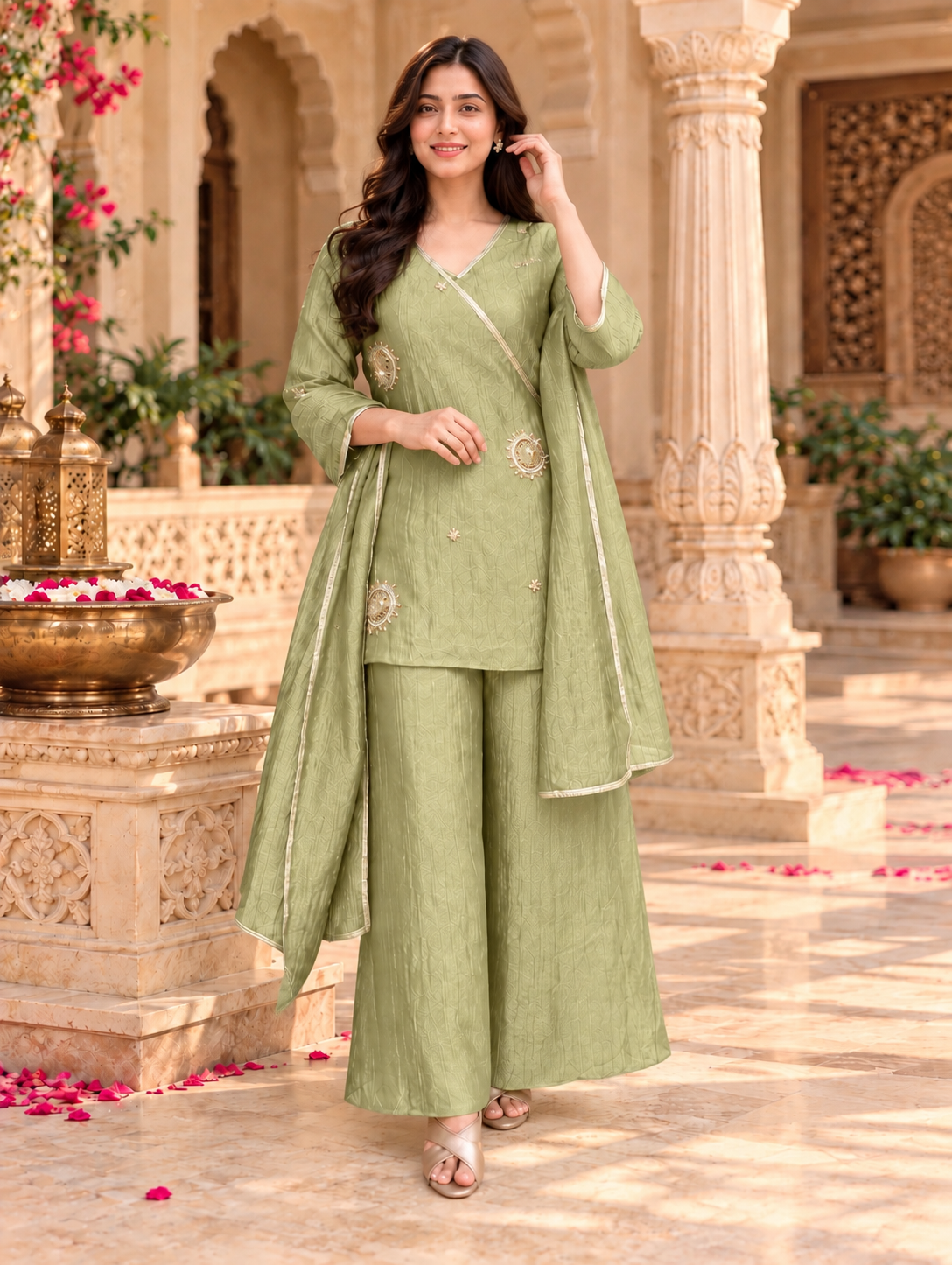 Pastel Green Embroidered Set