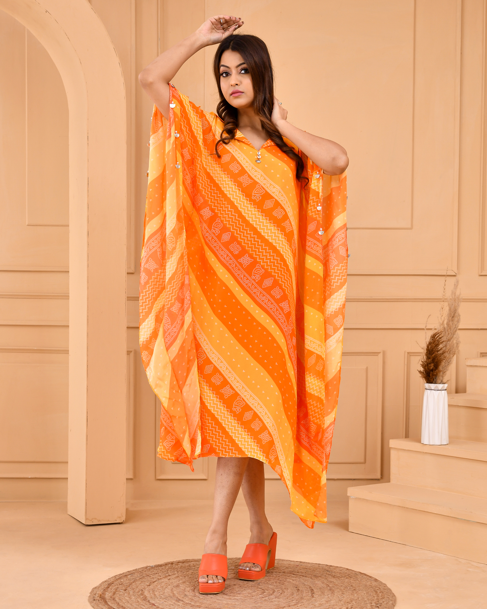 Hot Orange Kaftan