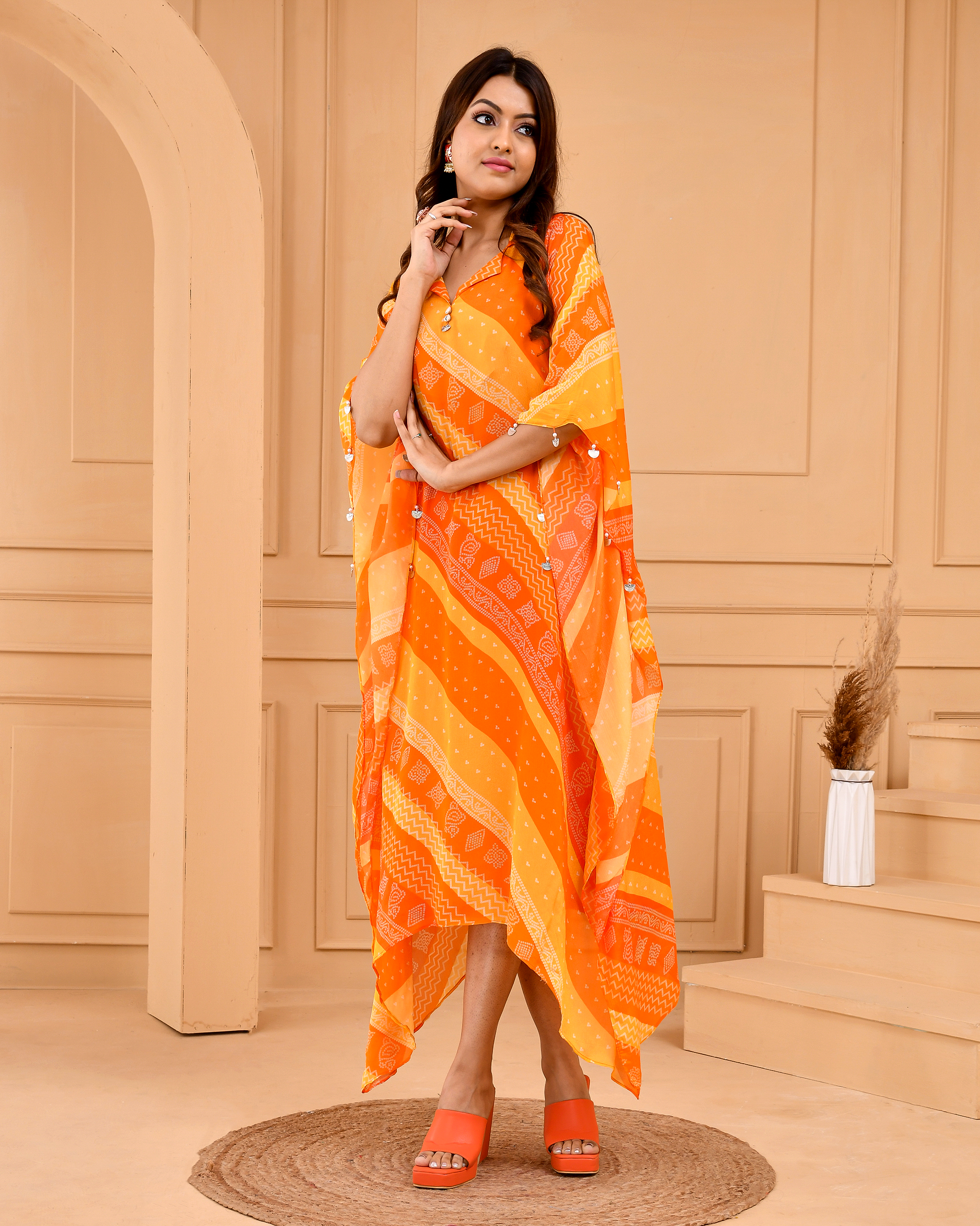Hot Orange Kaftan
